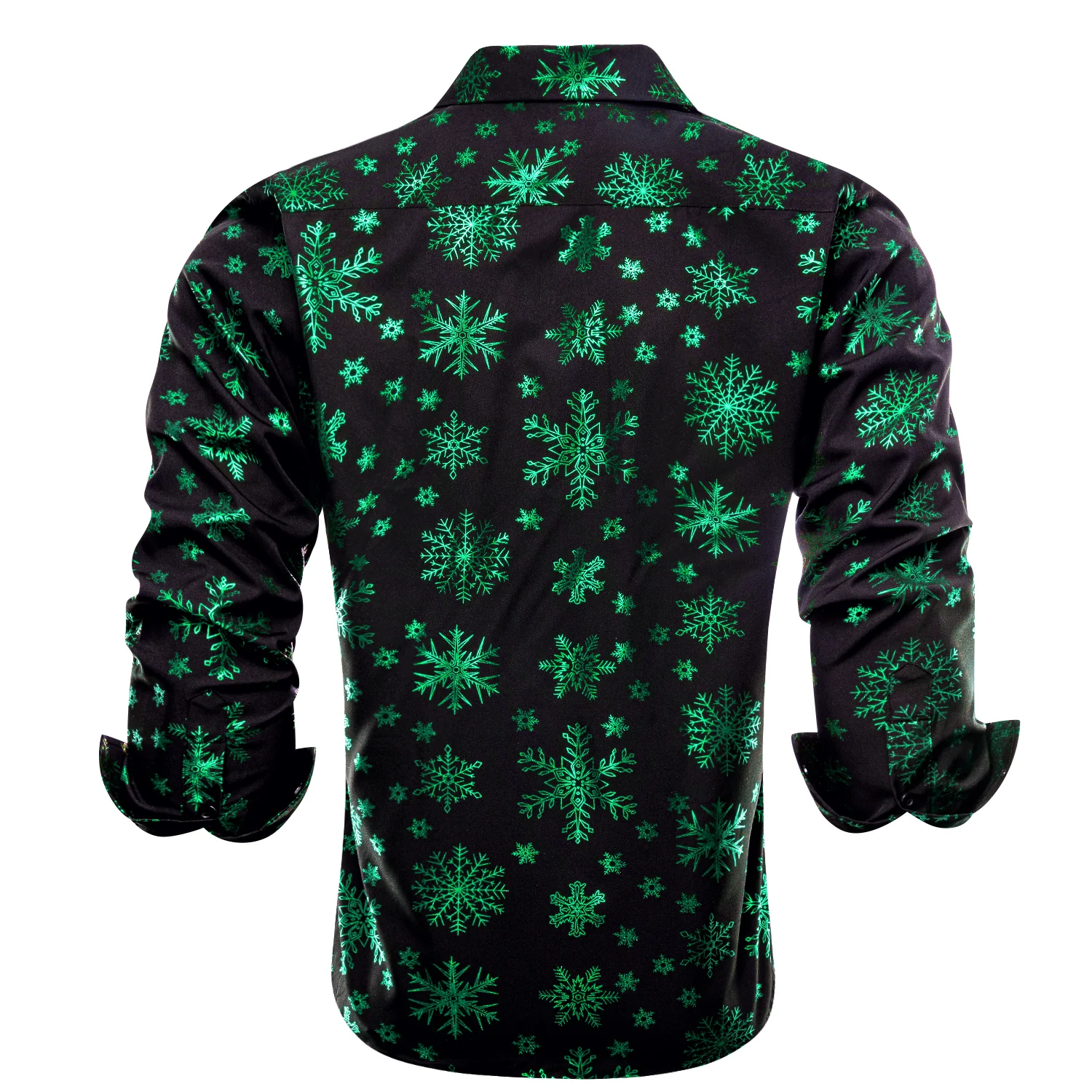 Black Christmas Dark Green Snowflake Novelty Men's Long Sleeve Shirt