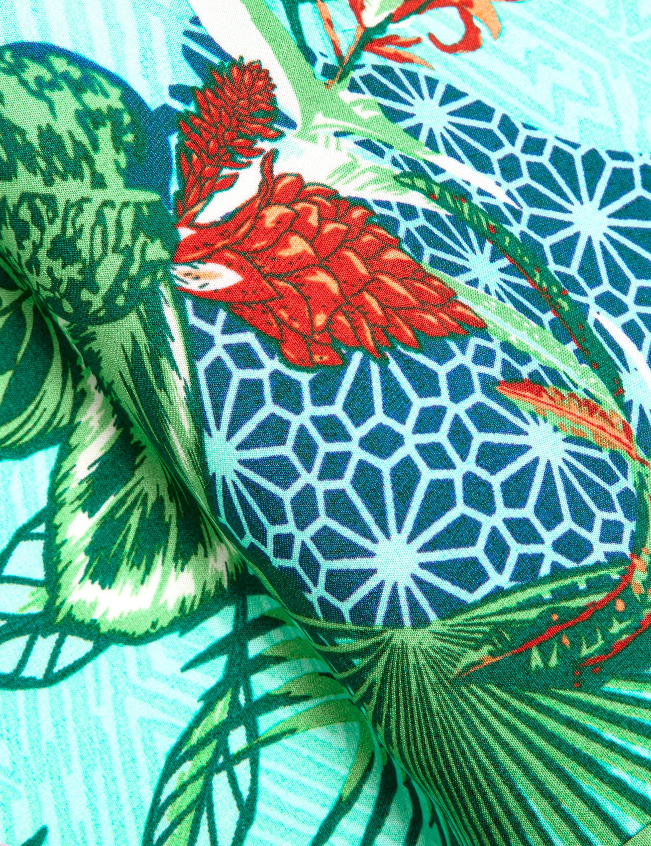 SeaFoam Green Emerald Green Leaves Novelty Men's Short Sleeve Summer Shirt