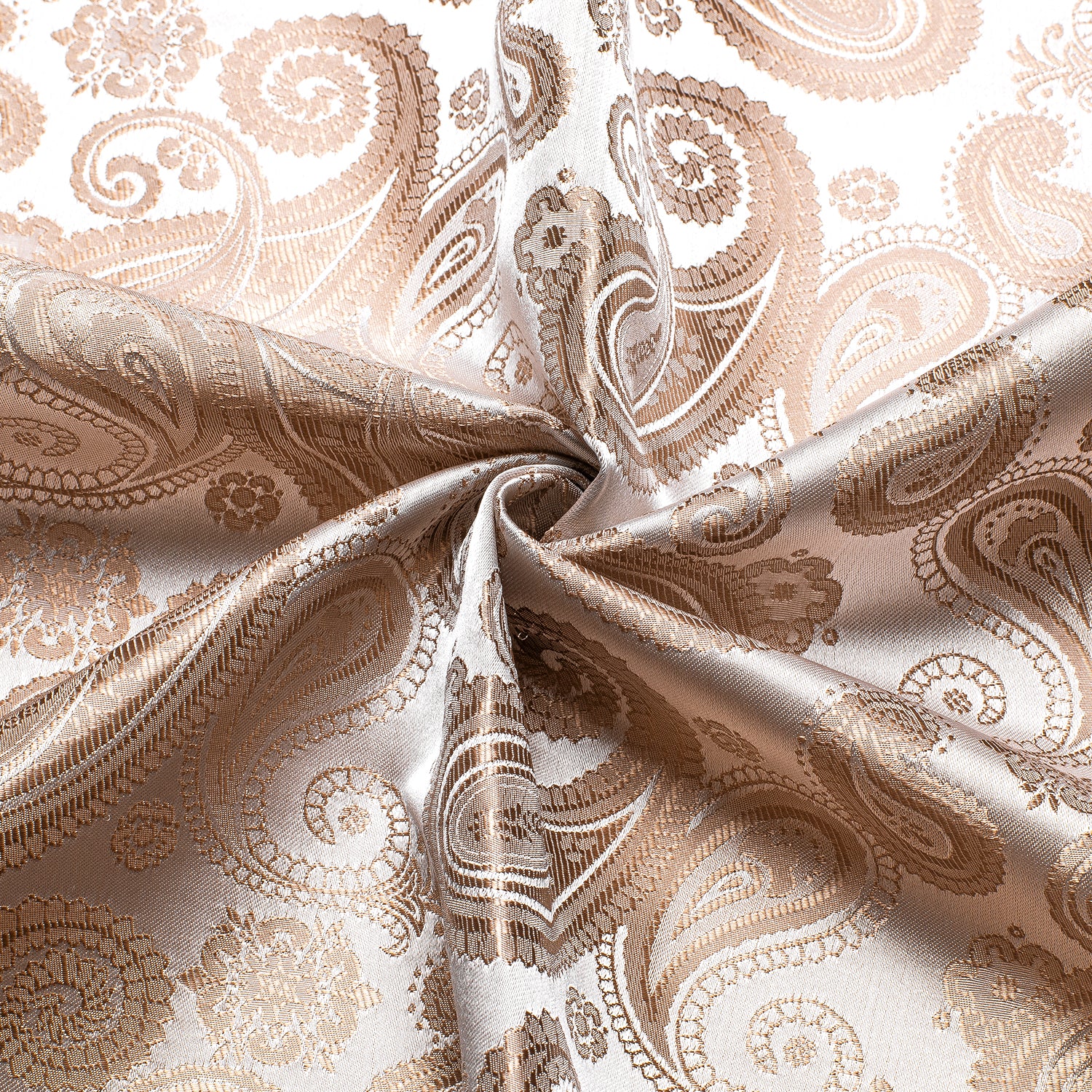 Champagne Brown Paisley Silk Men's Long Sleeve Shirt