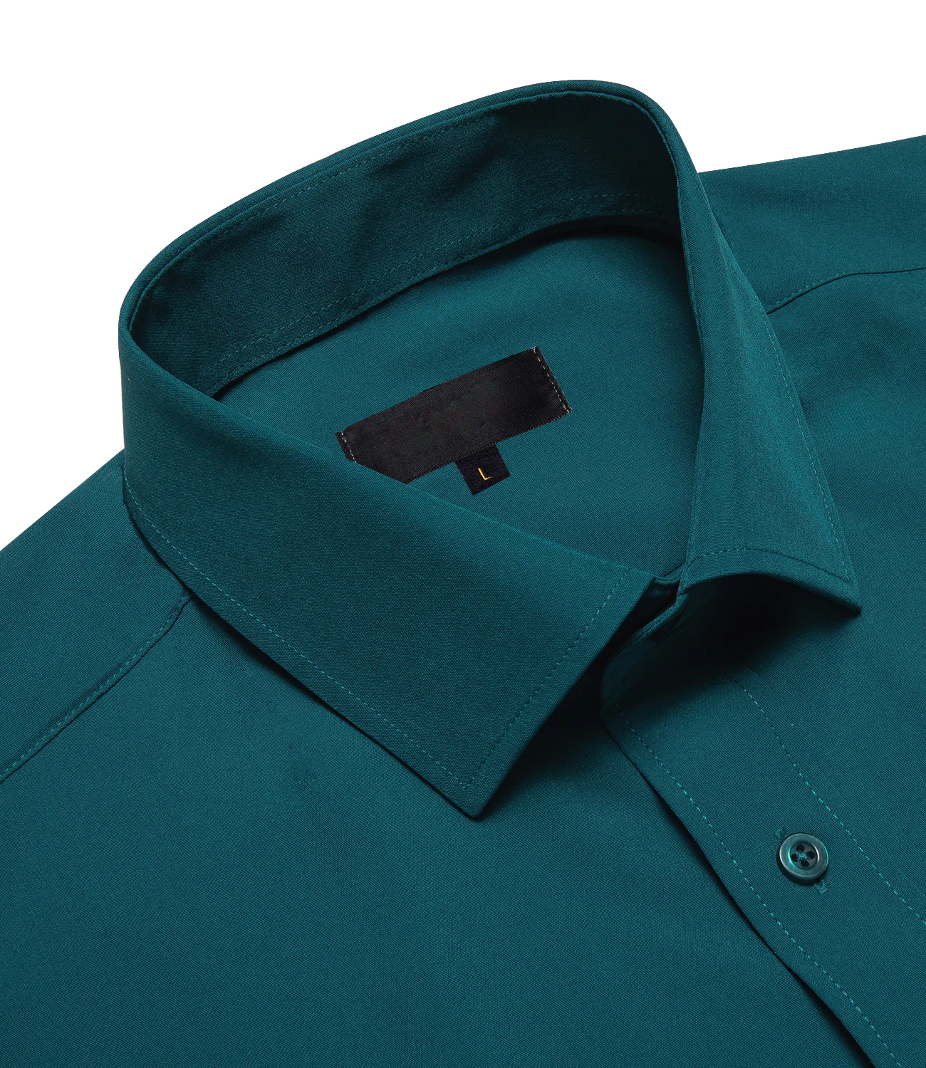 Nile Blue Solid Silk Men's Long Sleeve Business Shirt