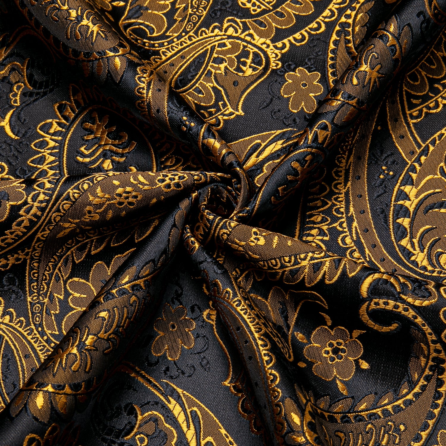 Black Golden Paisley Silk Men's Short Sleeve Shirt