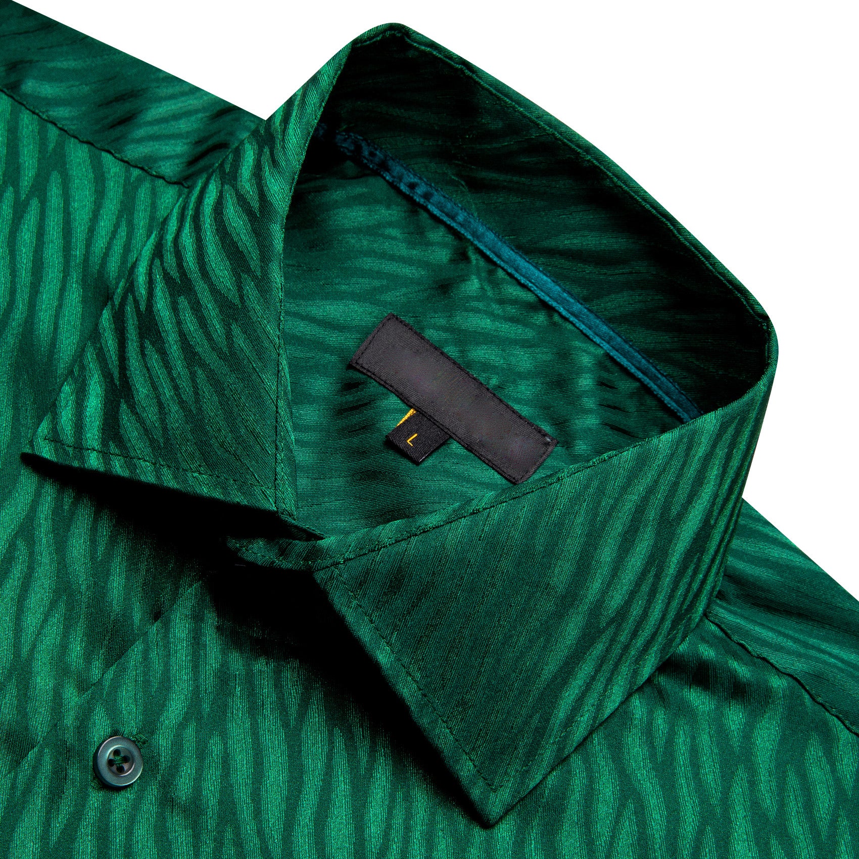 Emerald Green Novelty Silk Men Long Sleeve Shirt