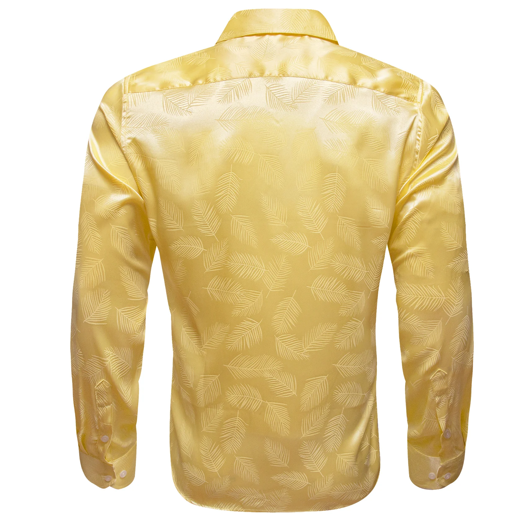 Yellow Floral Leaf Men's Long Sleeve Shirt
