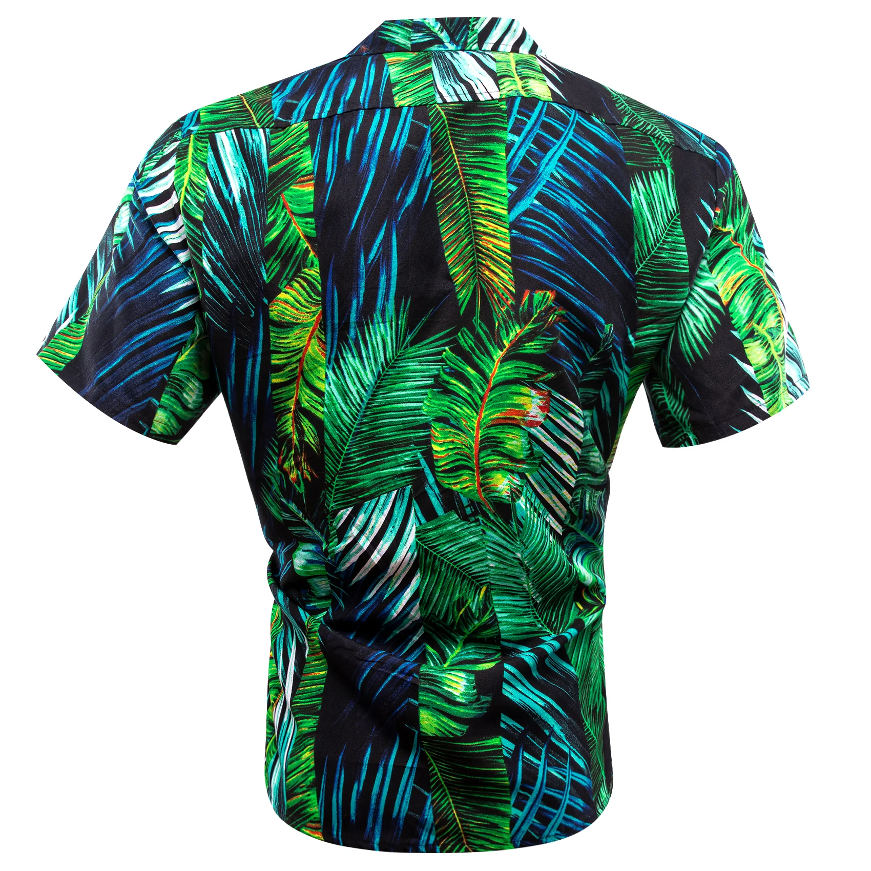 Emerald Green Leaves Novelty Men's Short Sleeve Summer Shirt