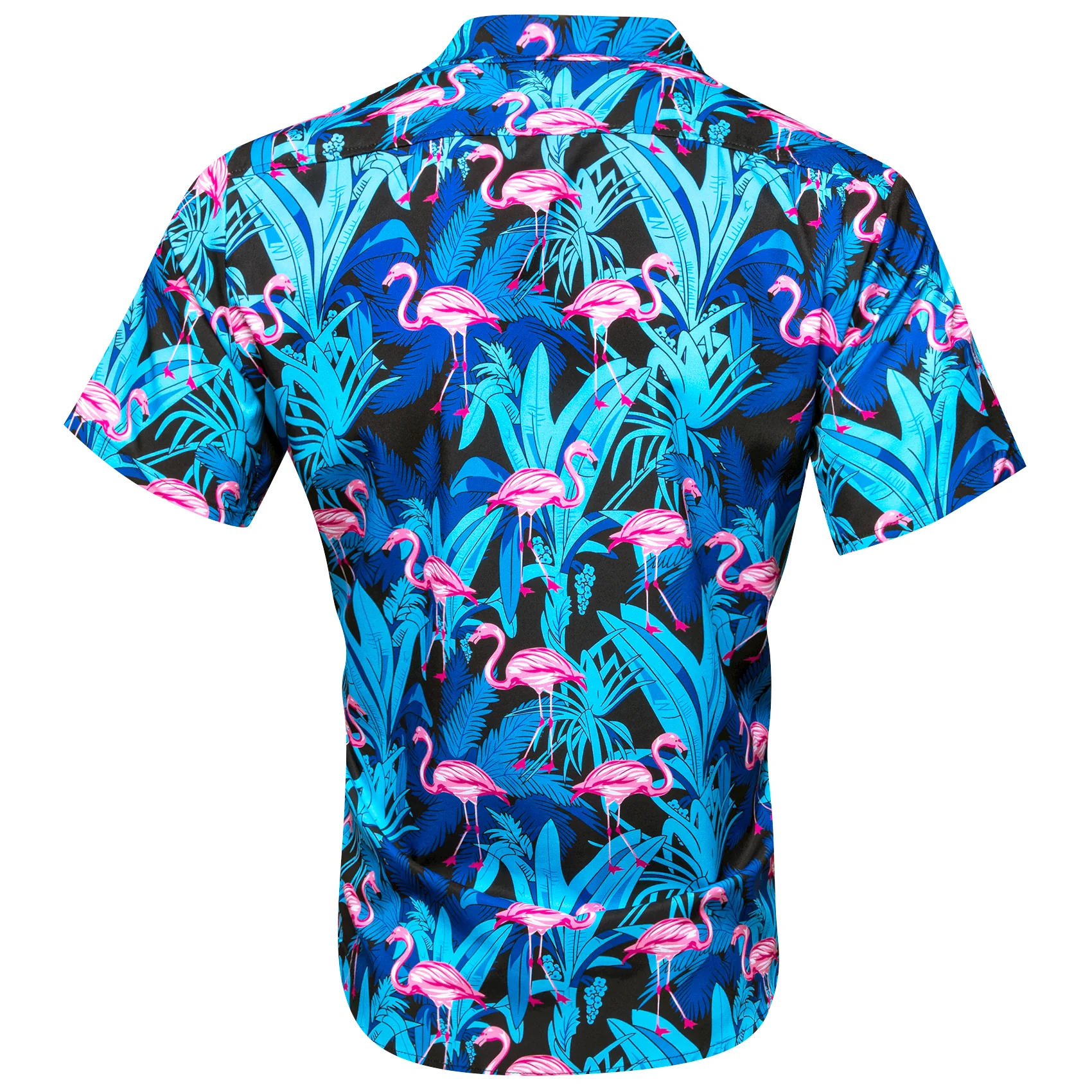 Blue Pink Flamingo Novelty Men's Short Sleeve Summer Shirt