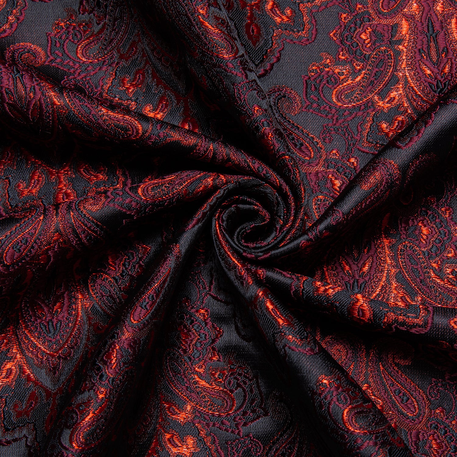 New Red Black Paisley Silk Men's Long Sleeve Shirt