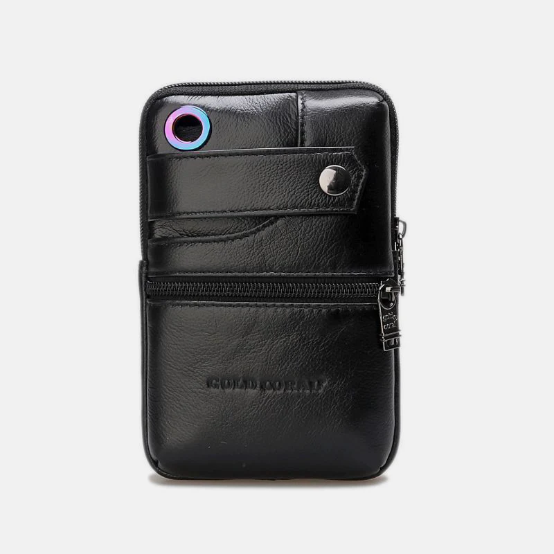 Retro GenuineLeather Business Crossbody PhoneBag With Earphone Hole