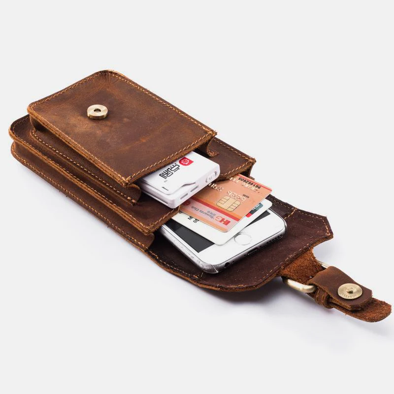 Retro GenuineLeather Waist Phone Bag