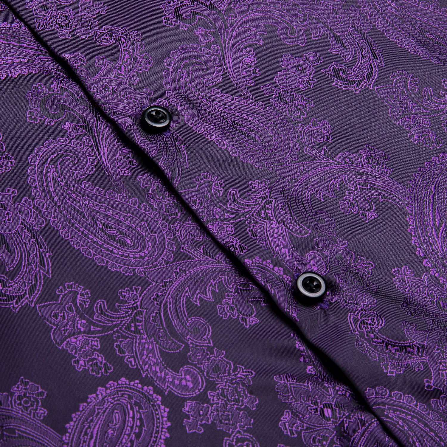 New Dark Purple Paisley Silk Men's Long Sleeve Shirt