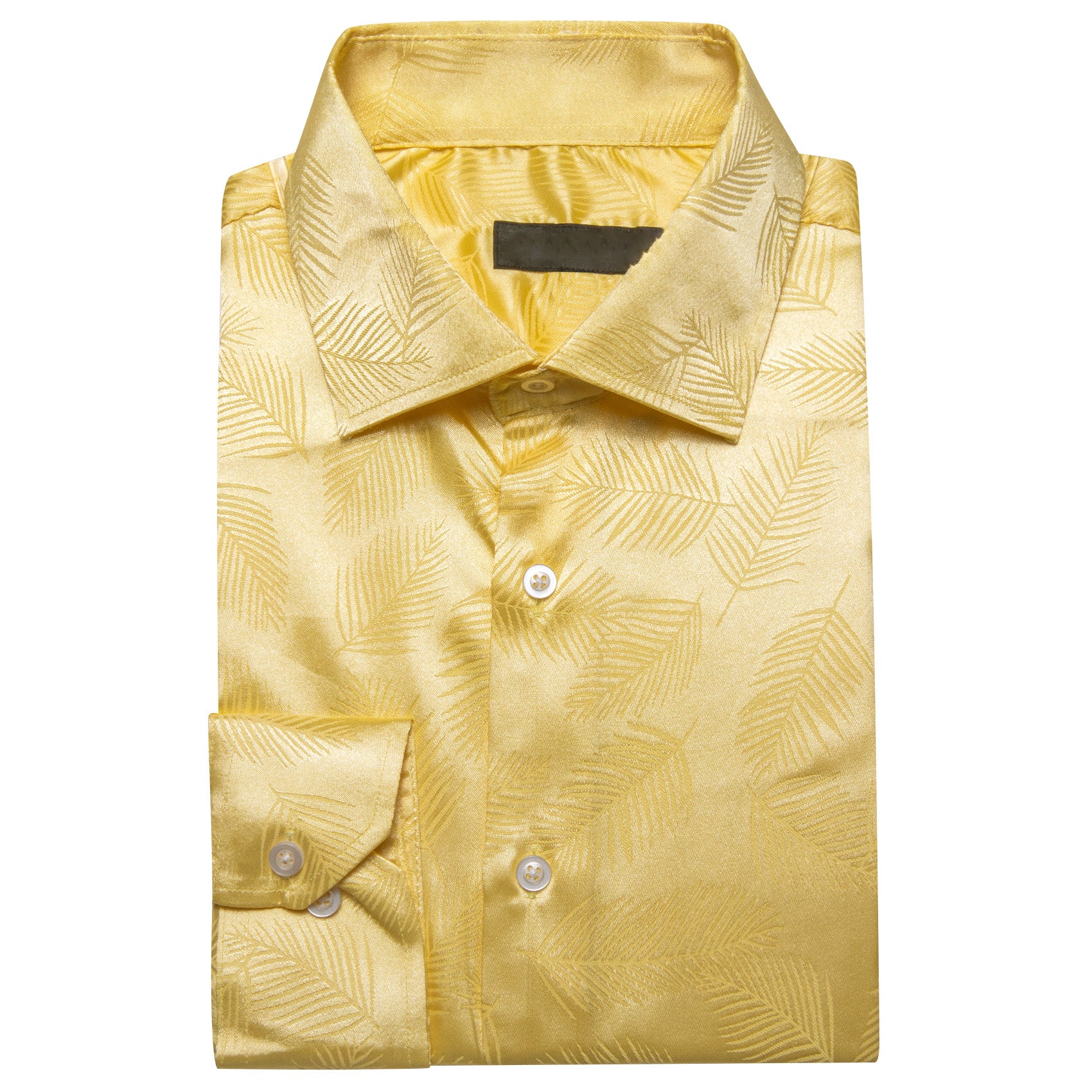 Yellow Floral Leaf Men's Long Sleeve Shirt