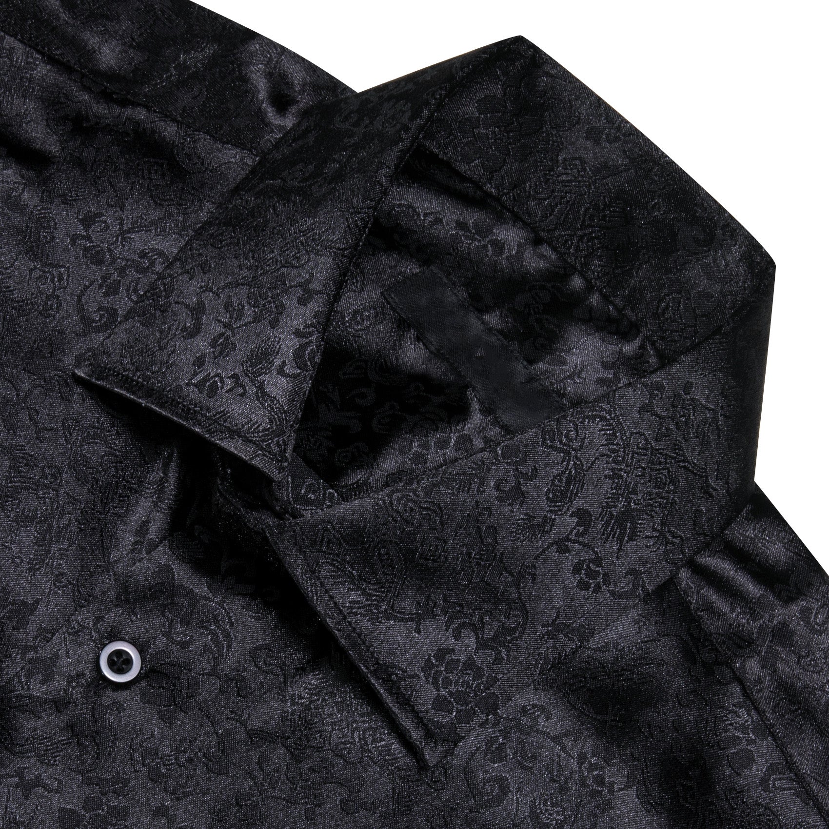 Black Floral Leaf Men's Long Sleeve Shirt