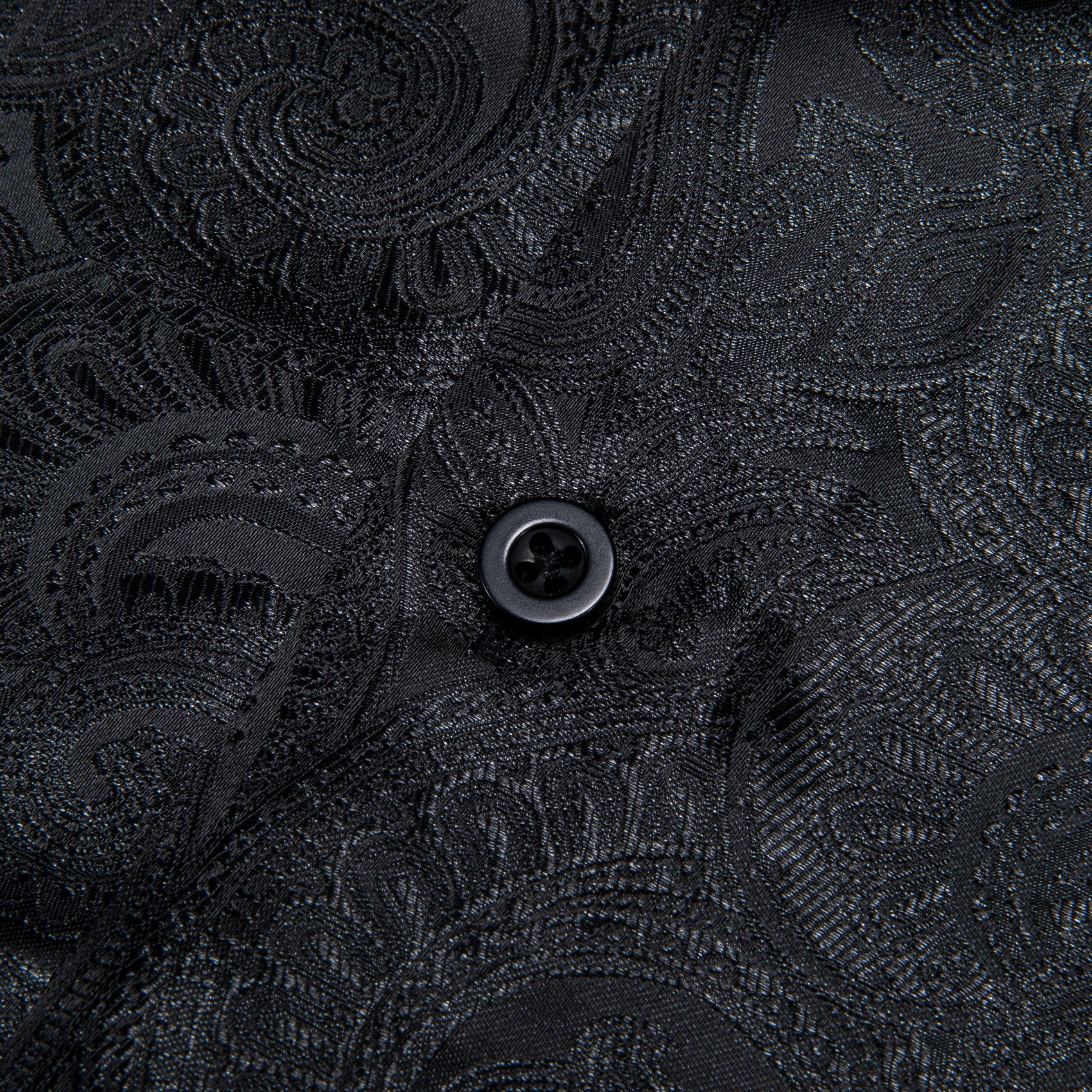 New Black Paisley Pattern Silk Men's Long Sleeve Shirt