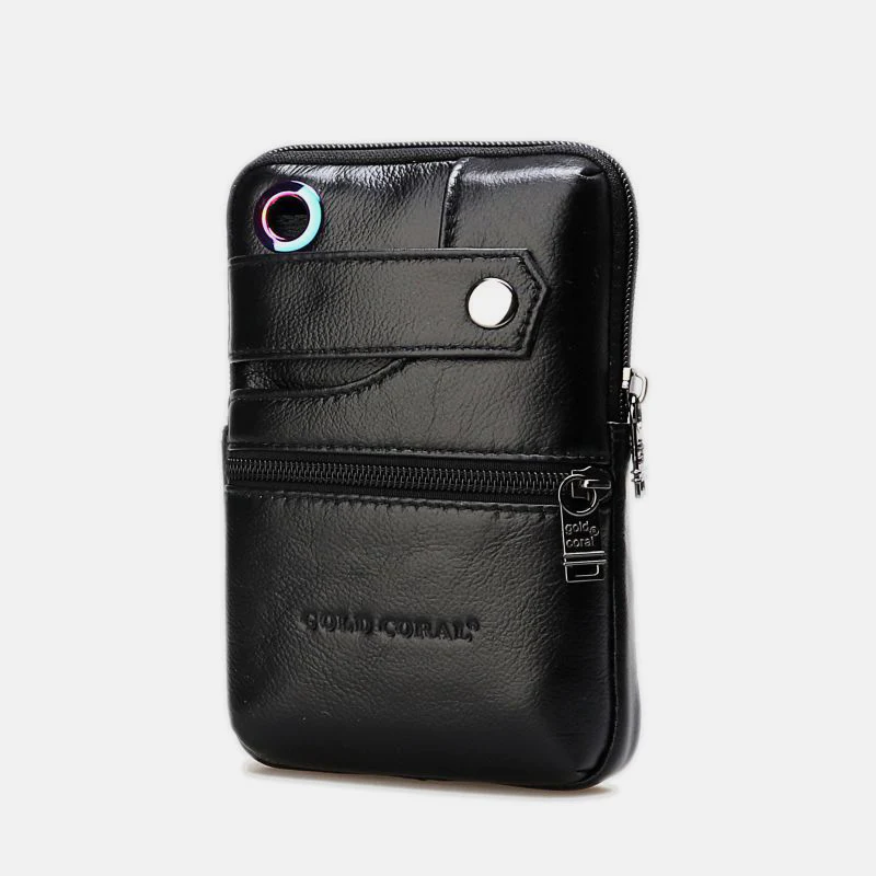 Retro GenuineLeather Business Crossbody PhoneBag With Earphone Hole