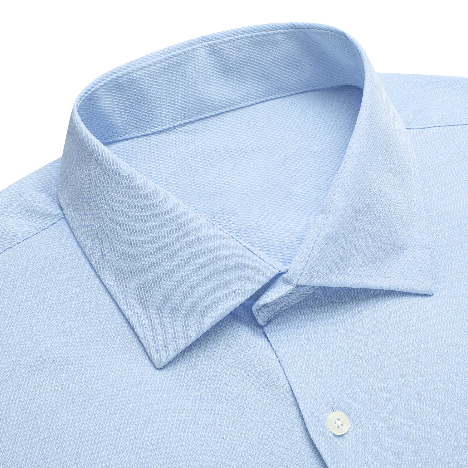 White Blue Solid Stretch Woven Business Men's Long Sleeve Button Down Shirt