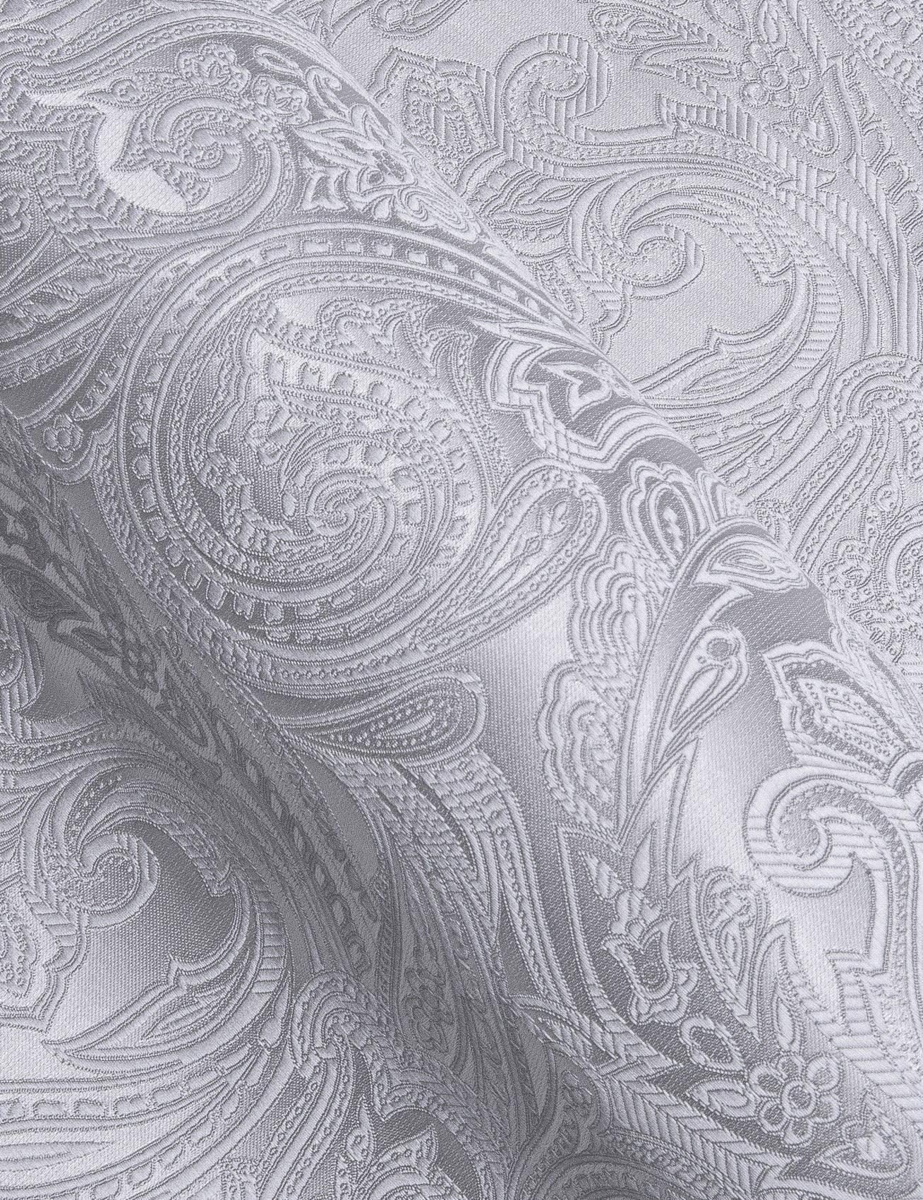 Classic Silver Paisley Silk Men's Long Sleeve Shirt