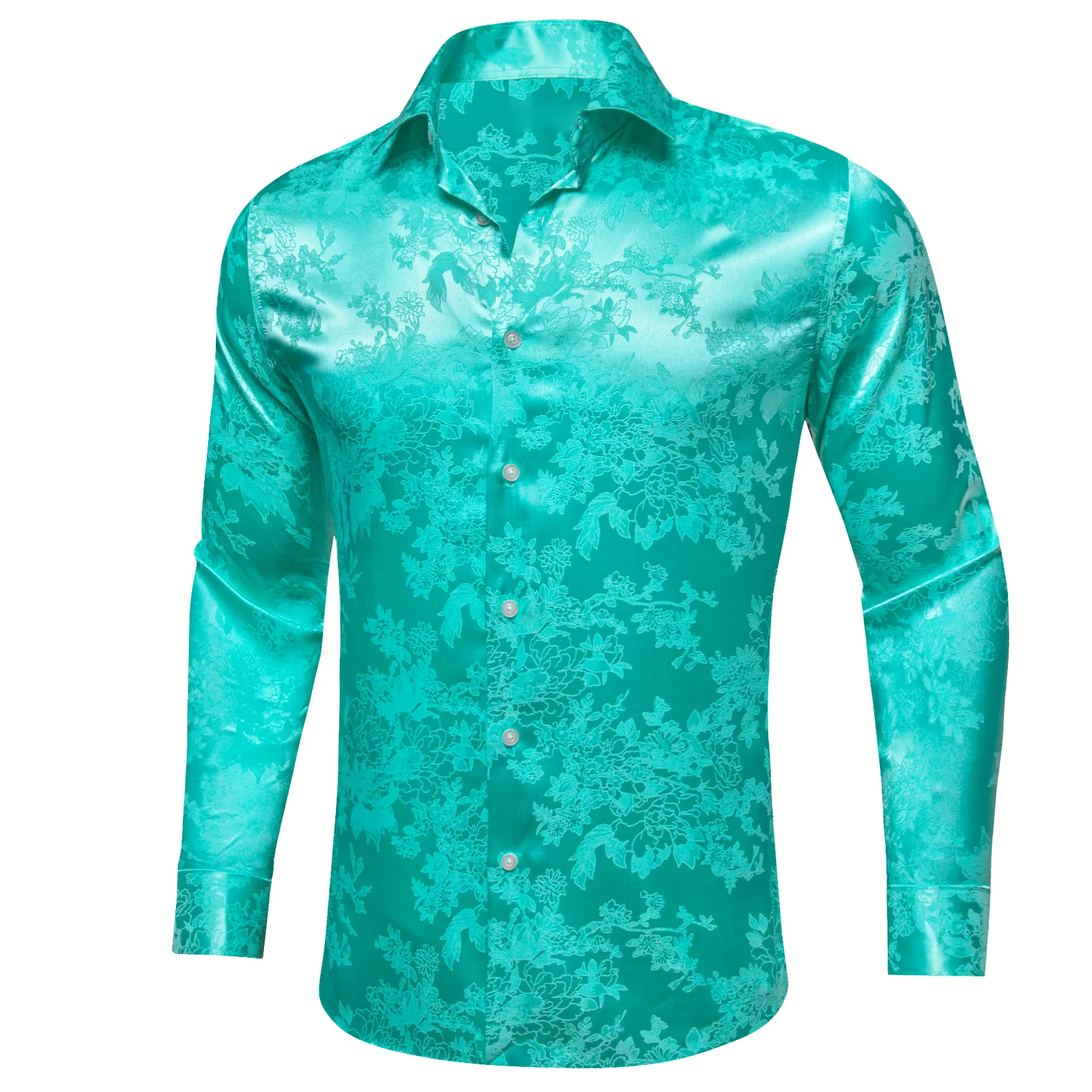 Aqua Floral Men's Long Sleeve Shirt