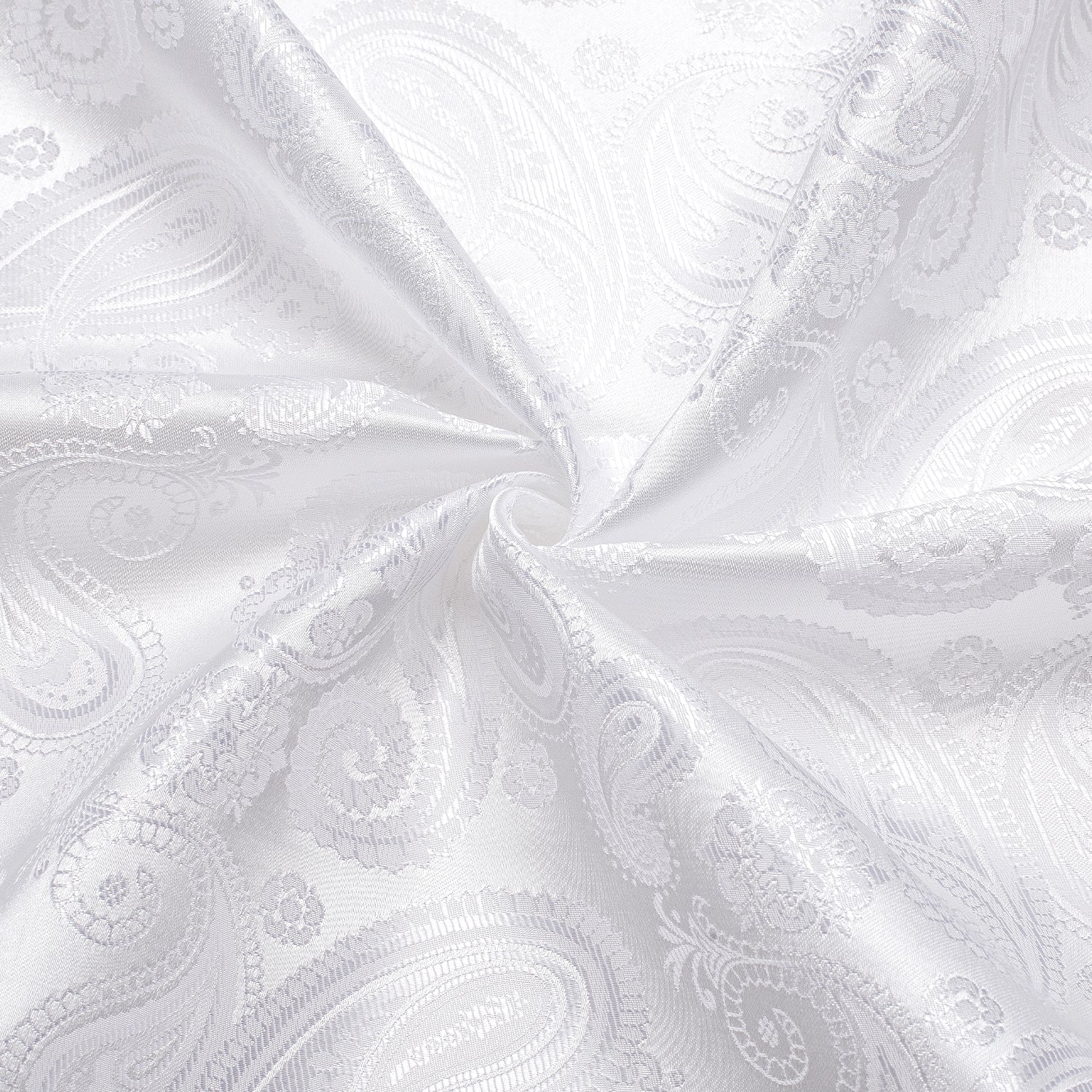 Pure White Paisley Silk Men's Long Sleeve Shirt