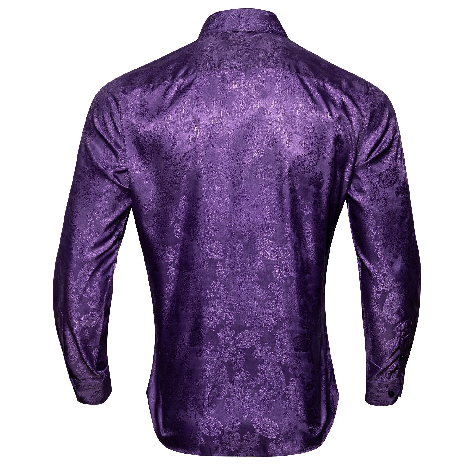 Lavender Purple Paisley Pattern Silk Men's Long Sleeve Shirt