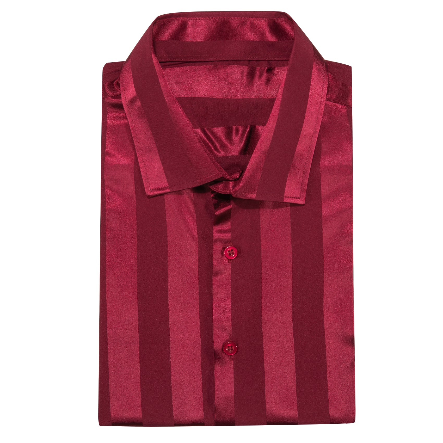 Red Striped Shiny Satin Men's Long Sleeve Shirt