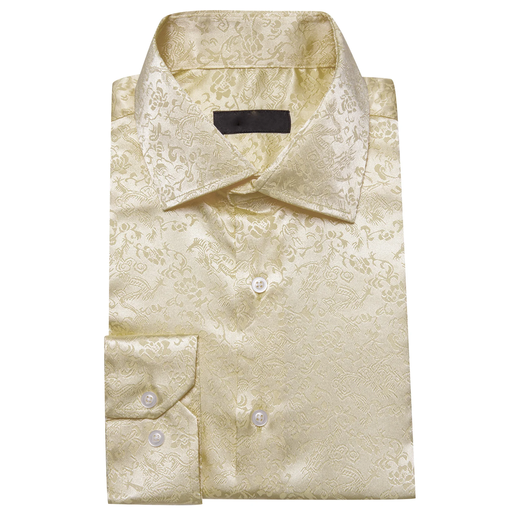 Beige Floral Men's Long Sleeve Shirt