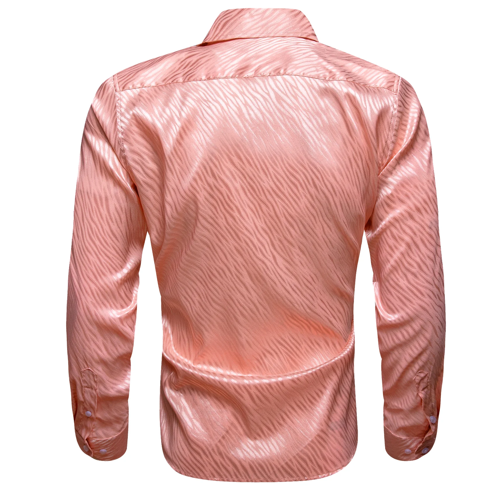 Pink Orange Novelty Silk Men's Long Sleeve Shirt