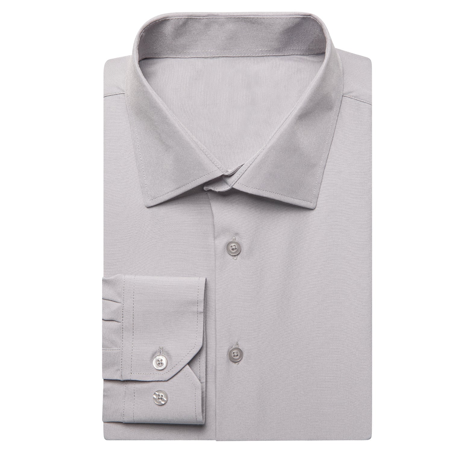 Light Grey Solid Men's Long Sleeve Business Shirt