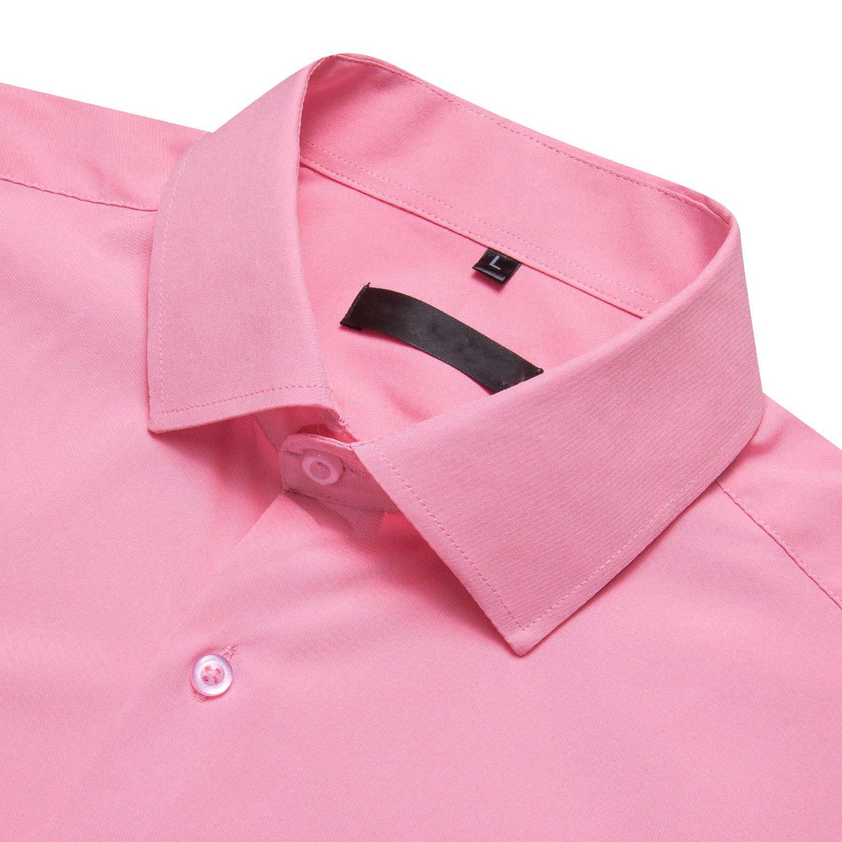 Petal Pink Solid Silk Men's Long Sleeve Shirt