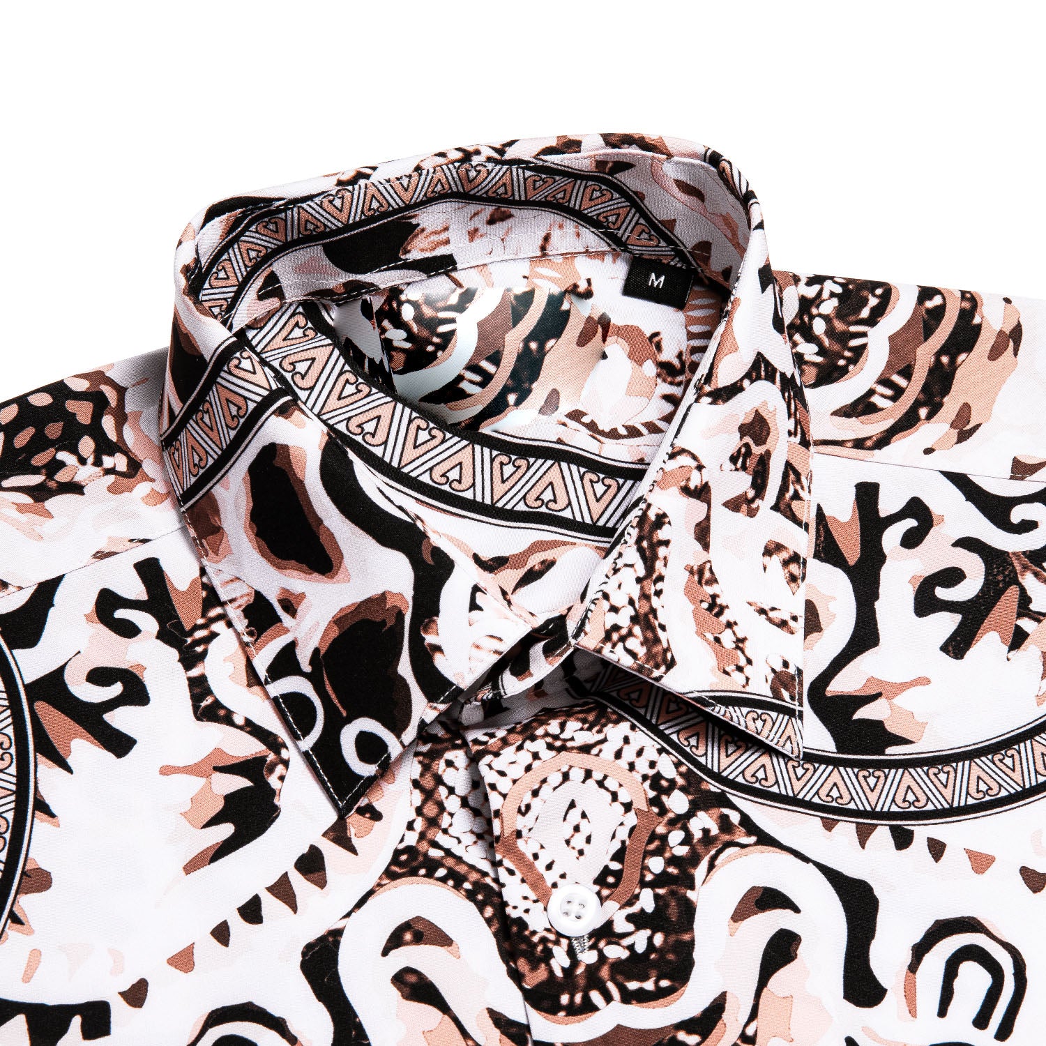 New White Brown Novelty  Silk Men's Long Sleeve Shirt Wedding