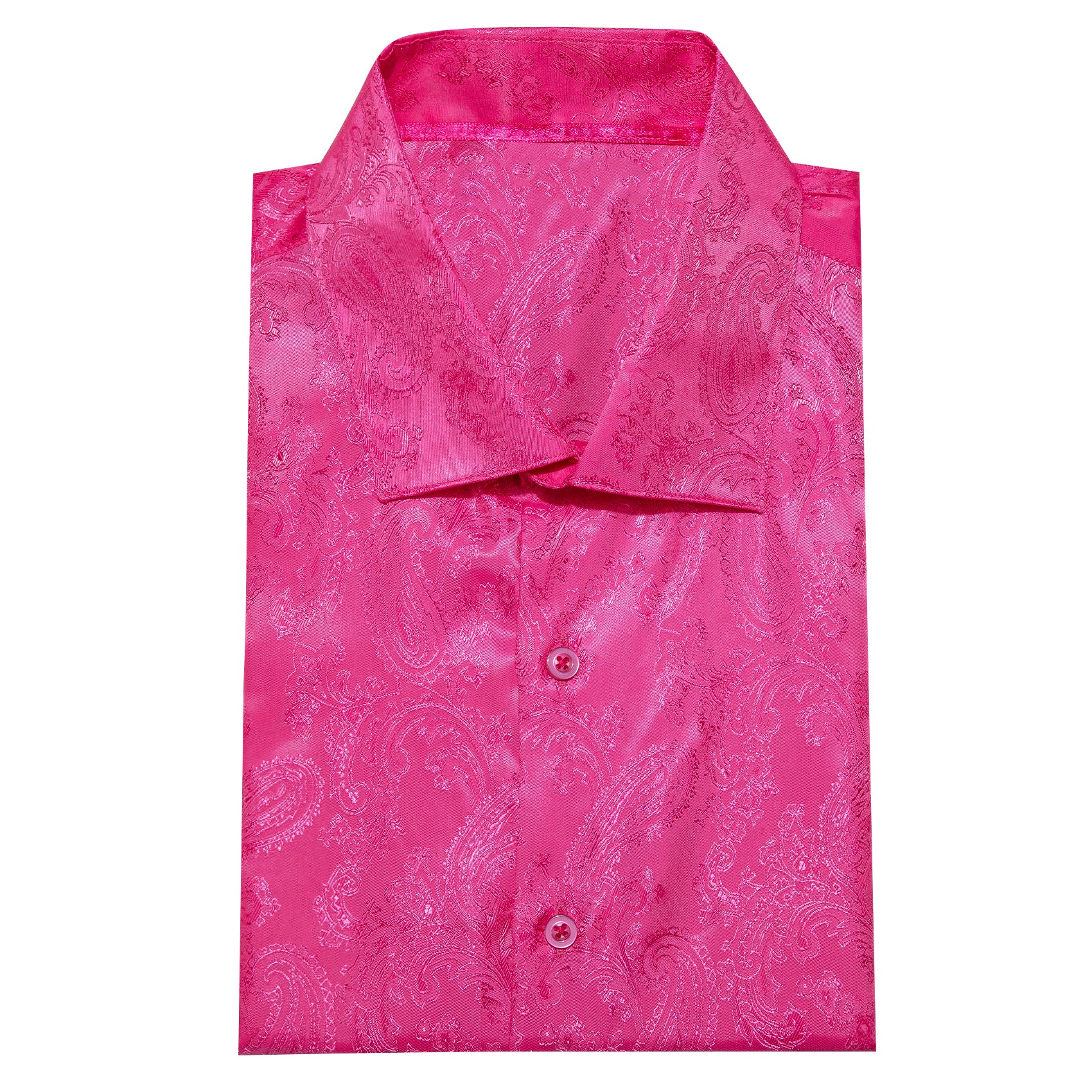 Rose Pink Paisley Men's Long Sleeve Casual Shirt