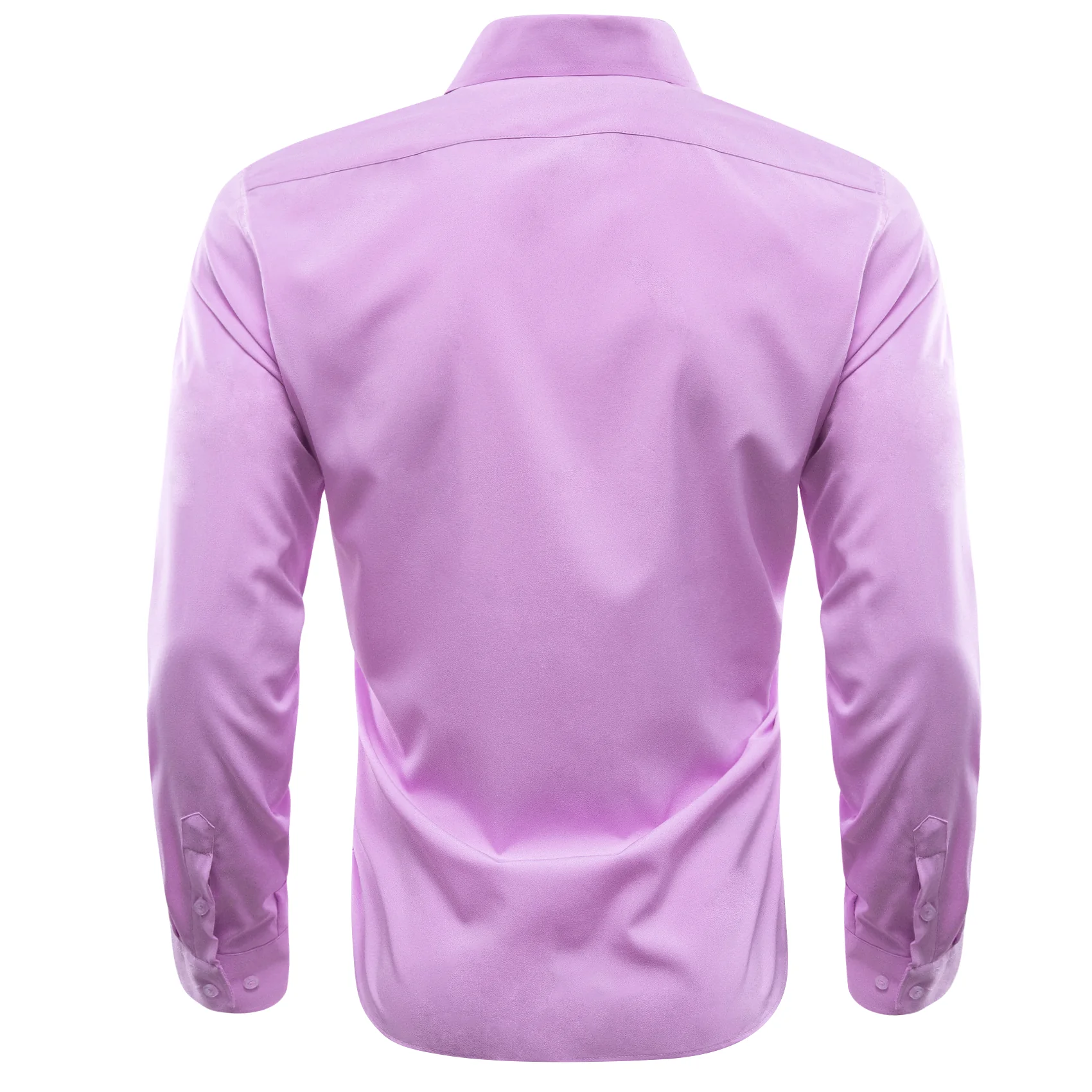 Purple Solid Silk Men's Long Sleeve Shirt