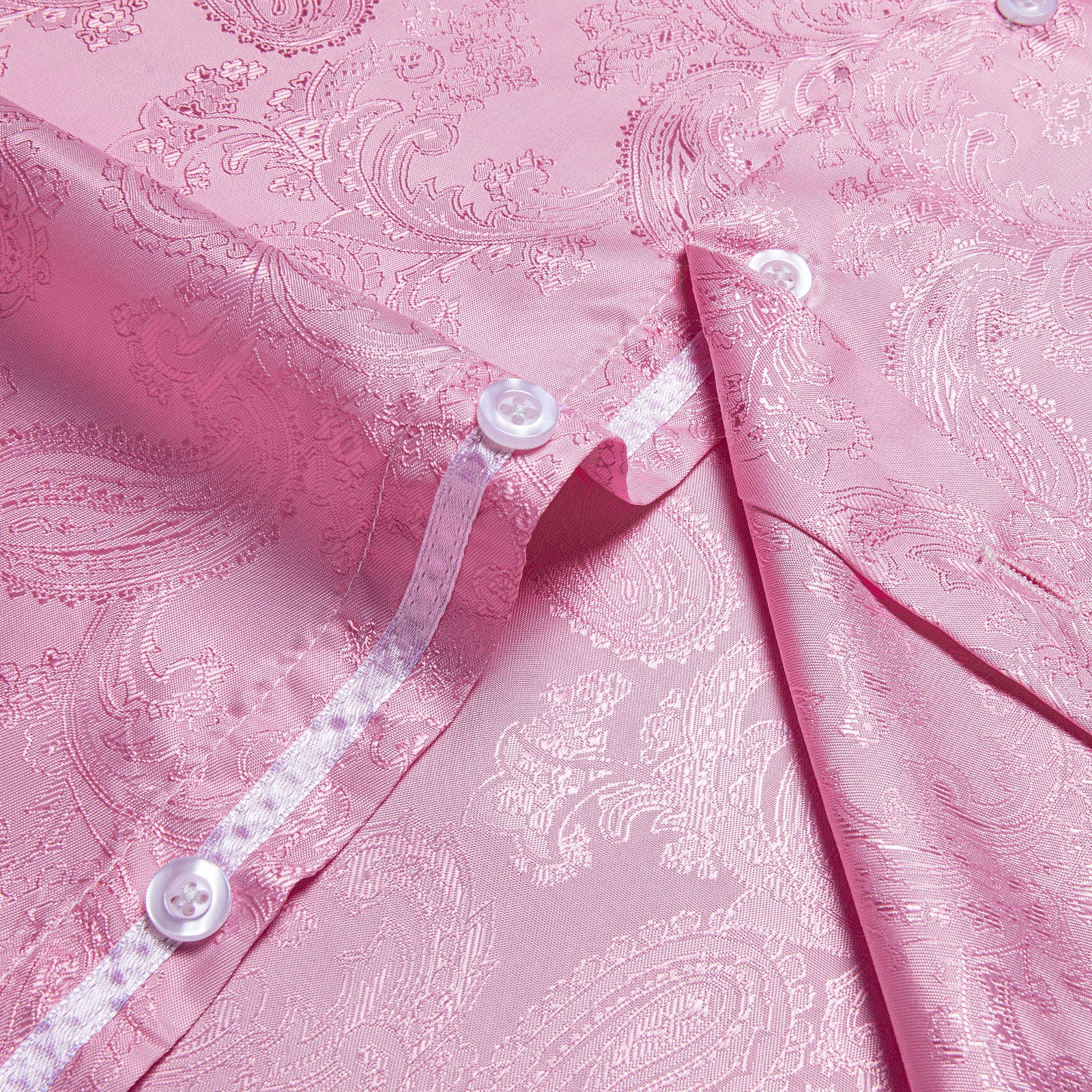 Light Pink Paisley Men's Long Sleeve Shirt