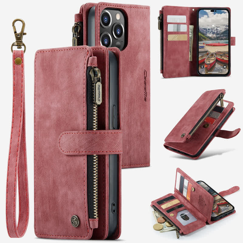 Retro Leather Phone Bag Wallet for iPhone Samsung with Coin Pocket