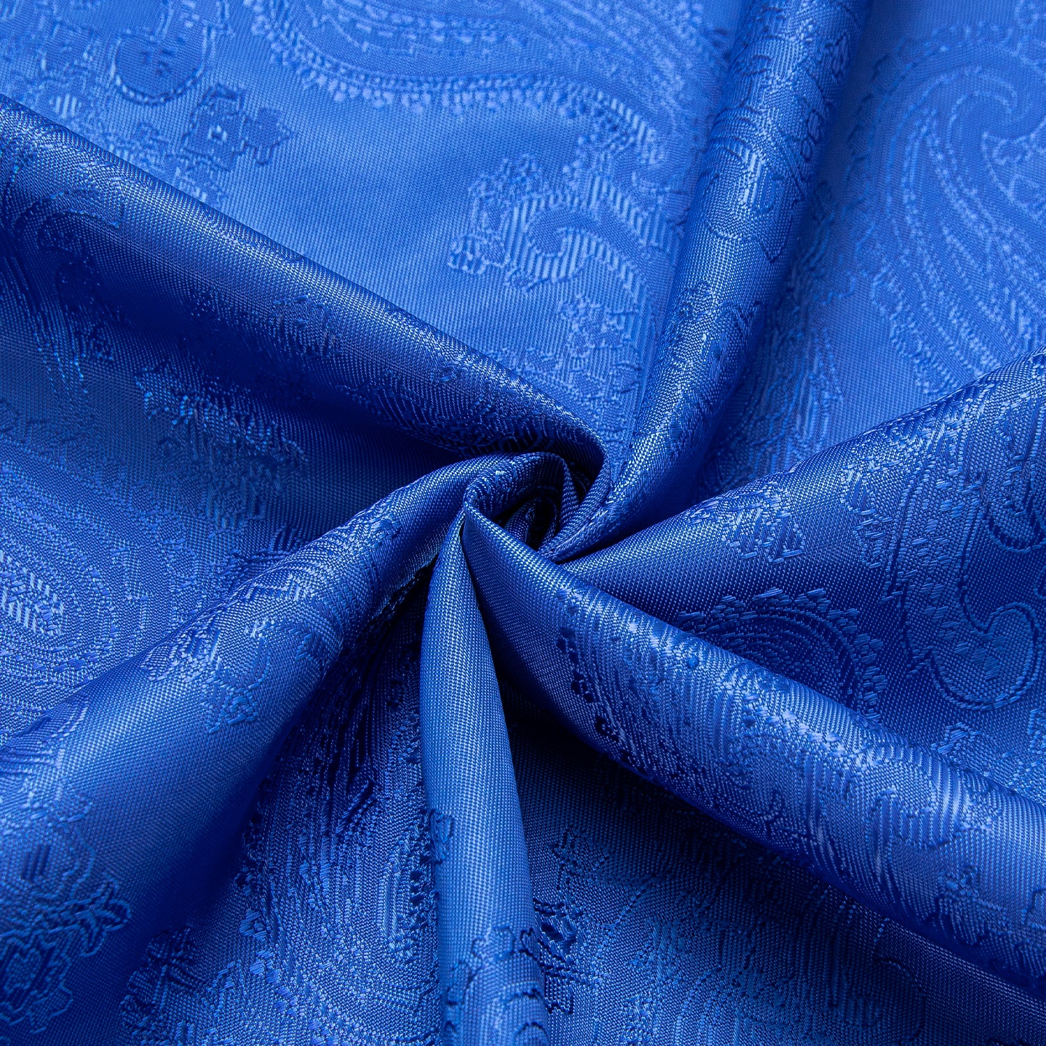 New Royal Blue Paisley Silk Men's Long Sleeve Shirt