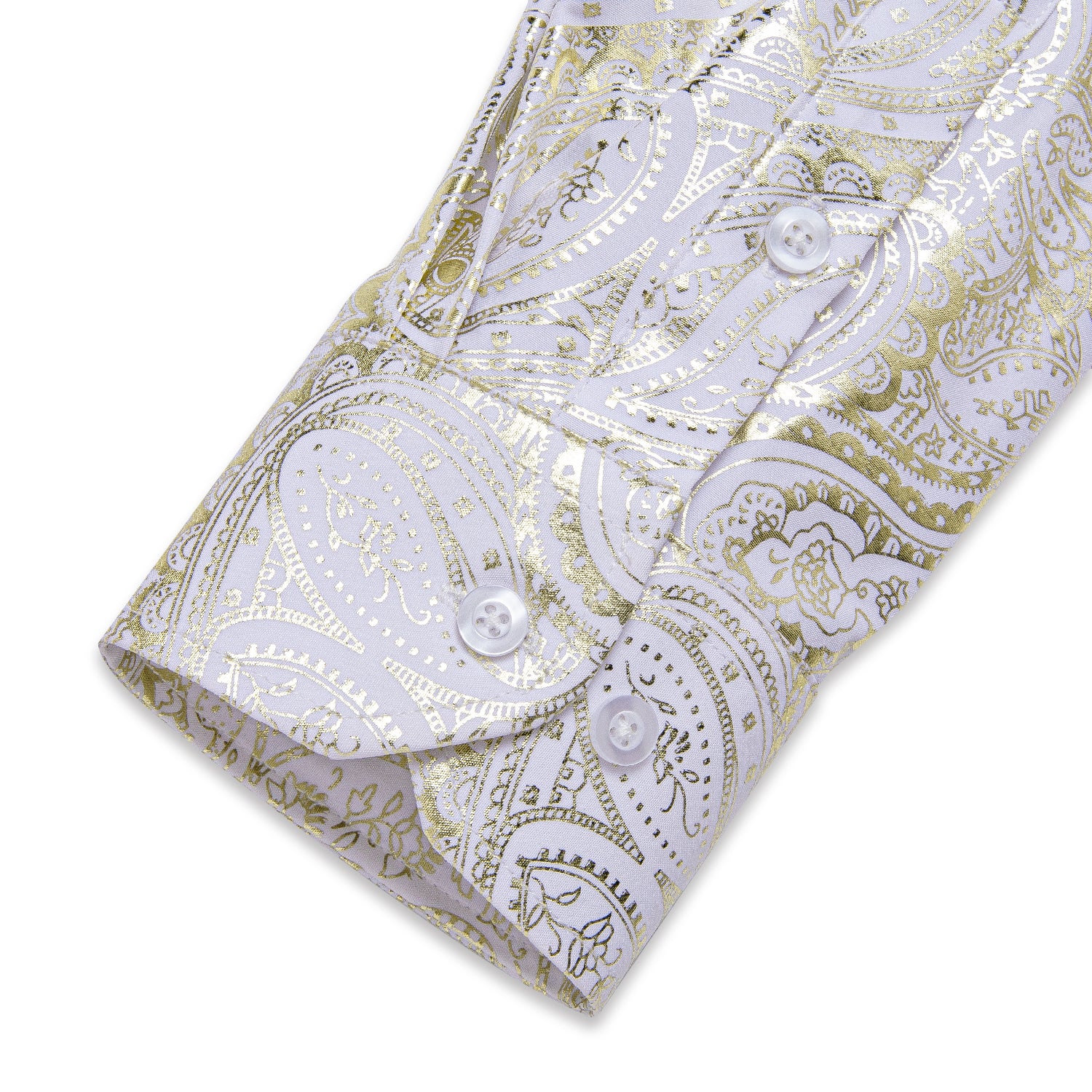 Yellow White Paisley Flower Hot Stamping Men's Long Sleeve Shirt