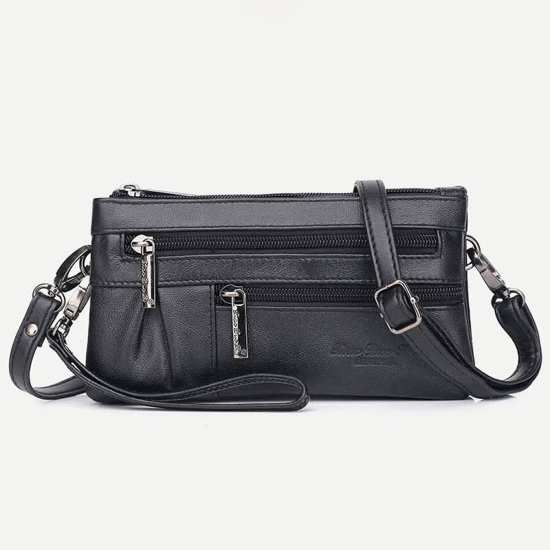 Clutch Wallet for Women Multi-Pocket Genuine Leather Wallet with Crossbody Strap