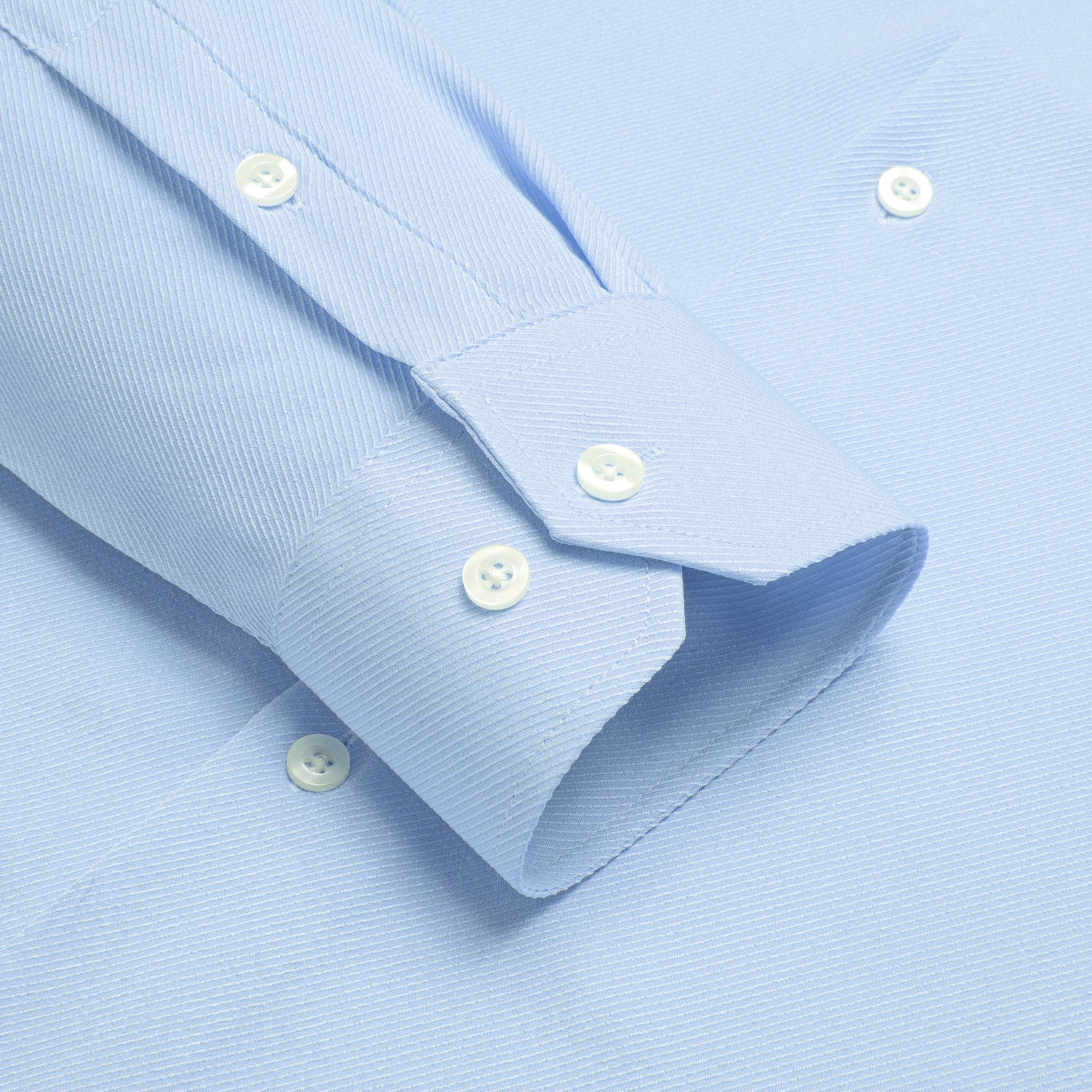 White Blue Solid Stretch Woven Business Men's Long Sleeve Button Down Shirt