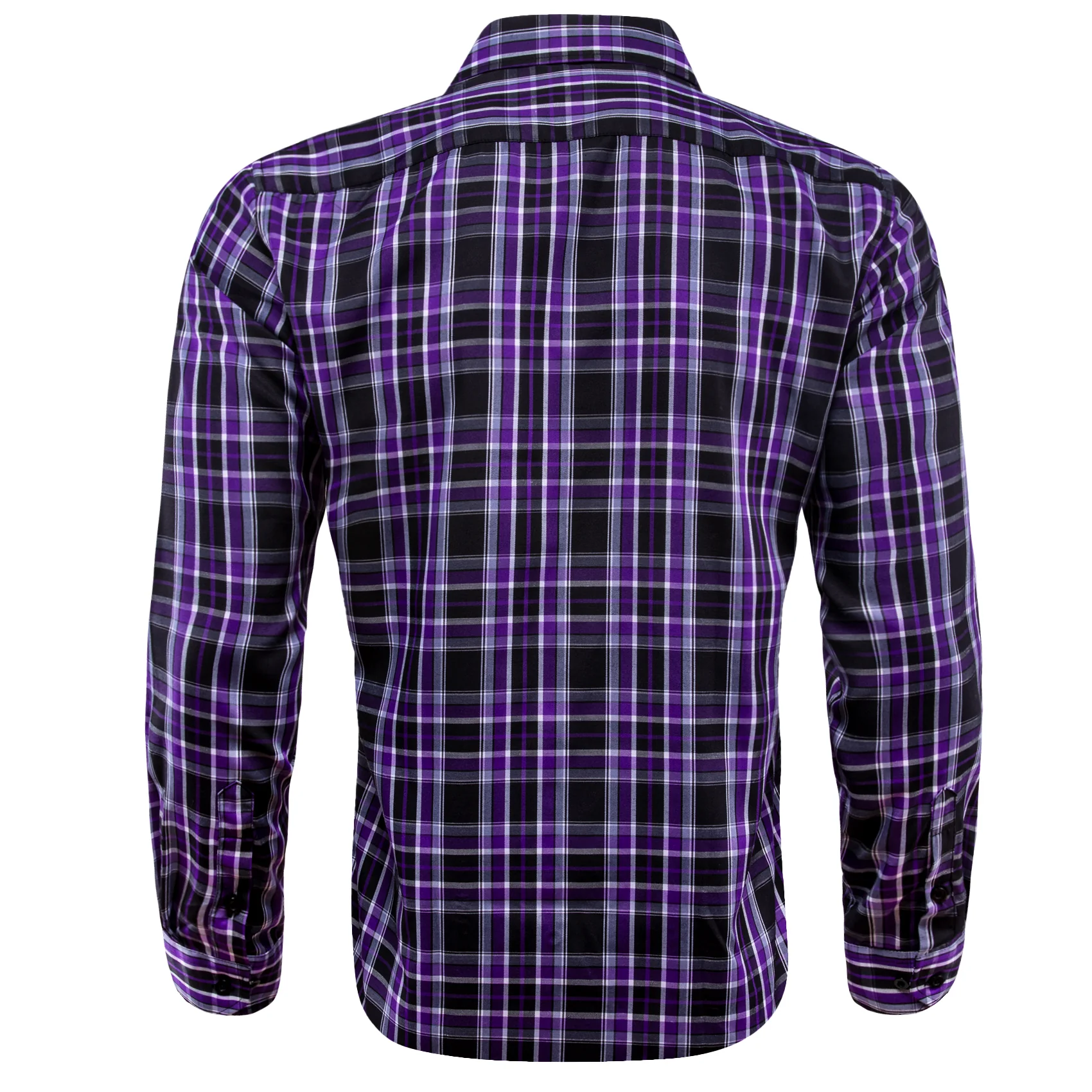 Purple Black Plaid Men's Long Sleeve Work Shirt