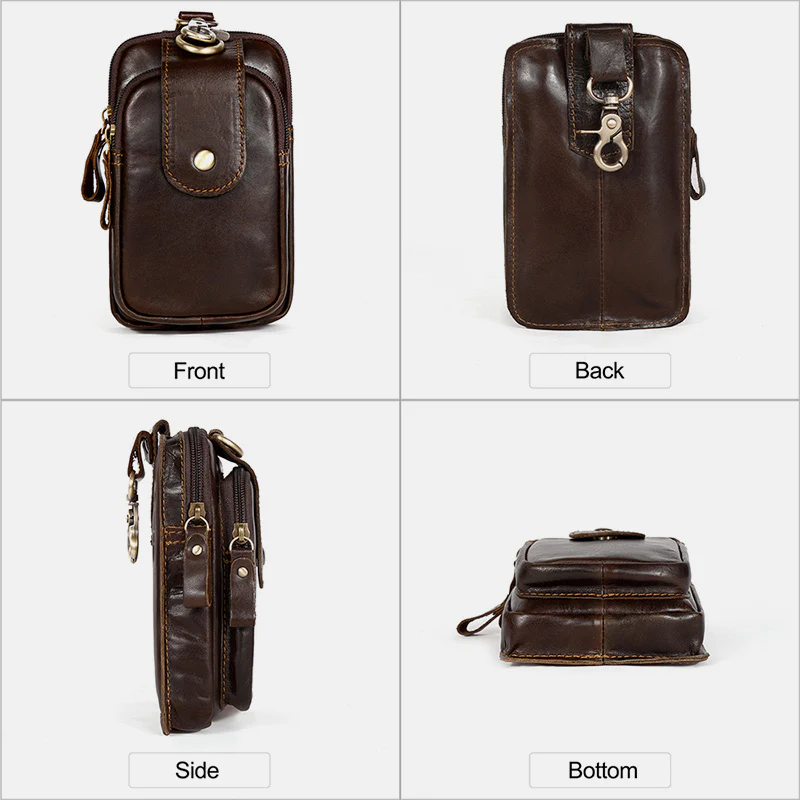 Retro Classic Leather EDC Business Waist Phone Bag