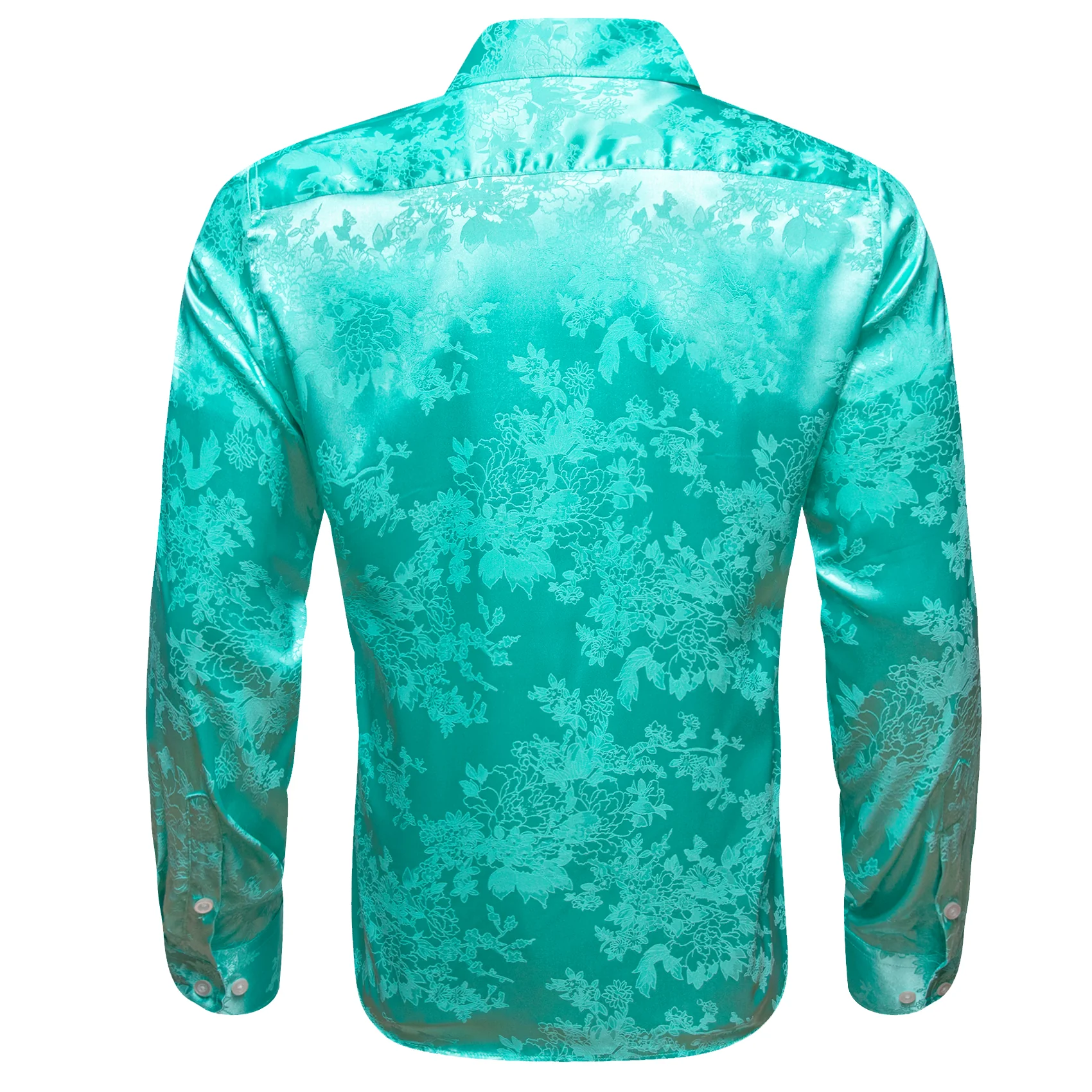 Aqua Floral Men's Long Sleeve Shirt