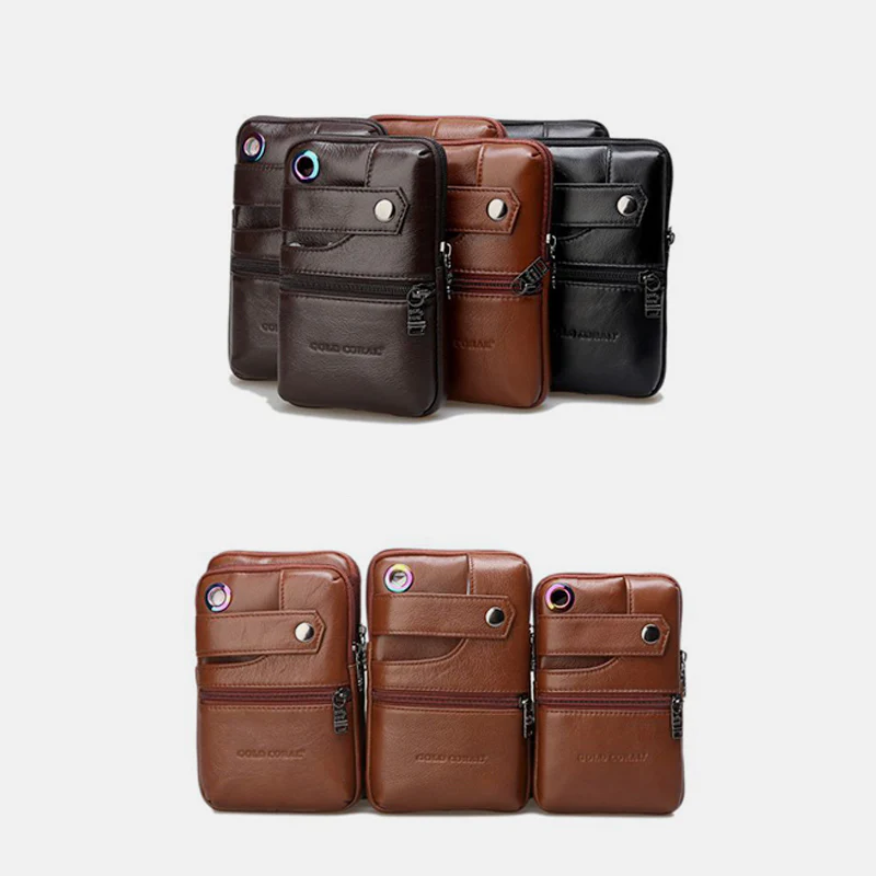 Retro GenuineLeather Business Crossbody PhoneBag With Earphone Hole