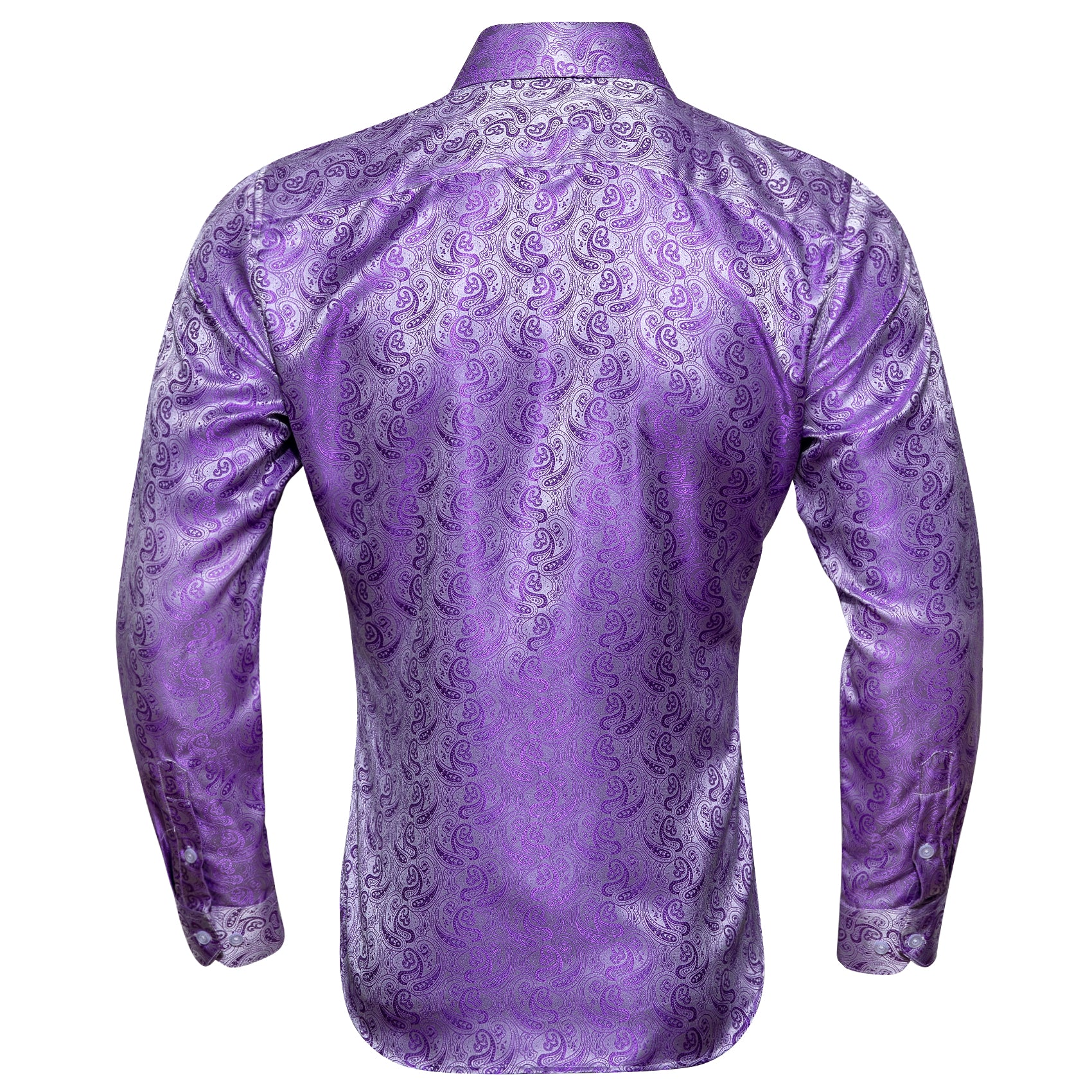 New Purple Paisley Style Silk Men's Long Sleeve Shirt
