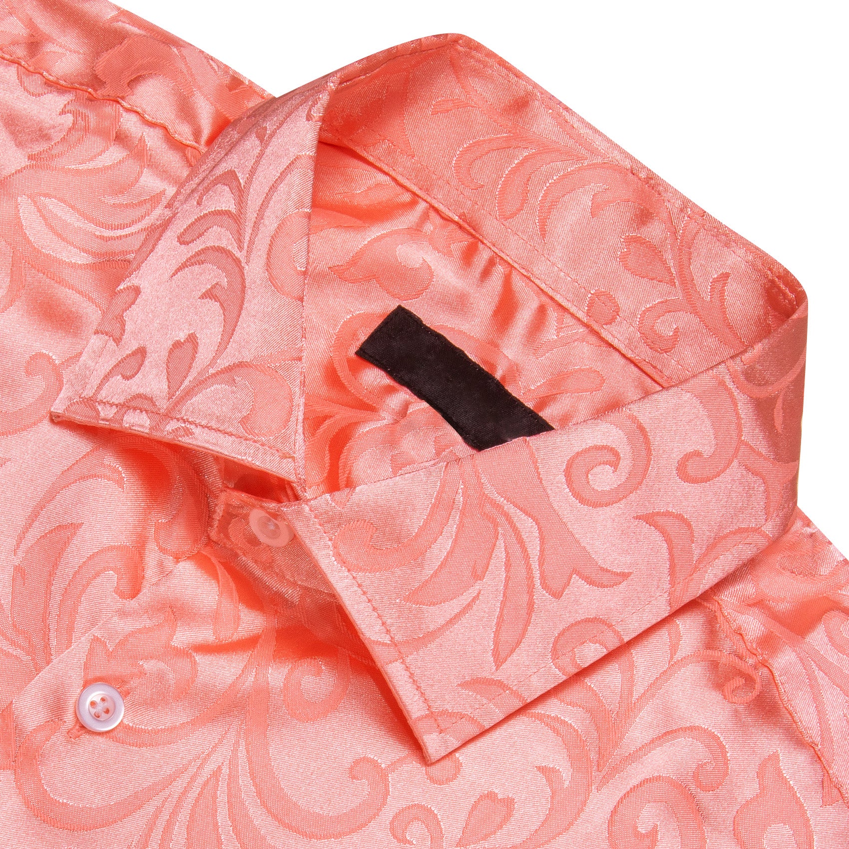Tomato Red Floral Leaf Men's Long Sleeve Shirt