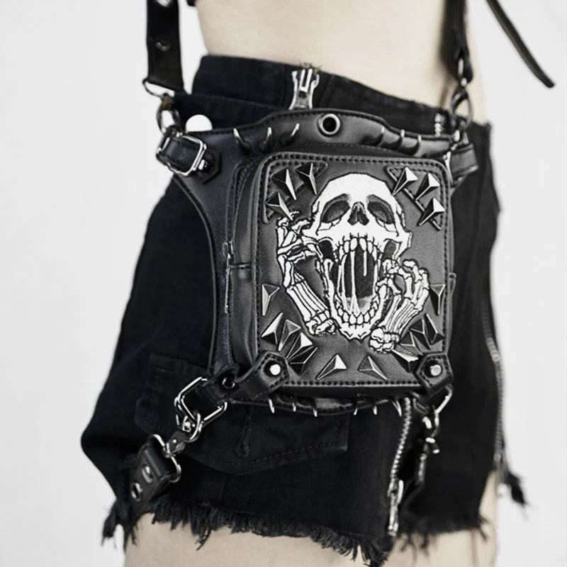 Women Steampunk Outdoor Waist Bag Funny Skull Party Phone Bag