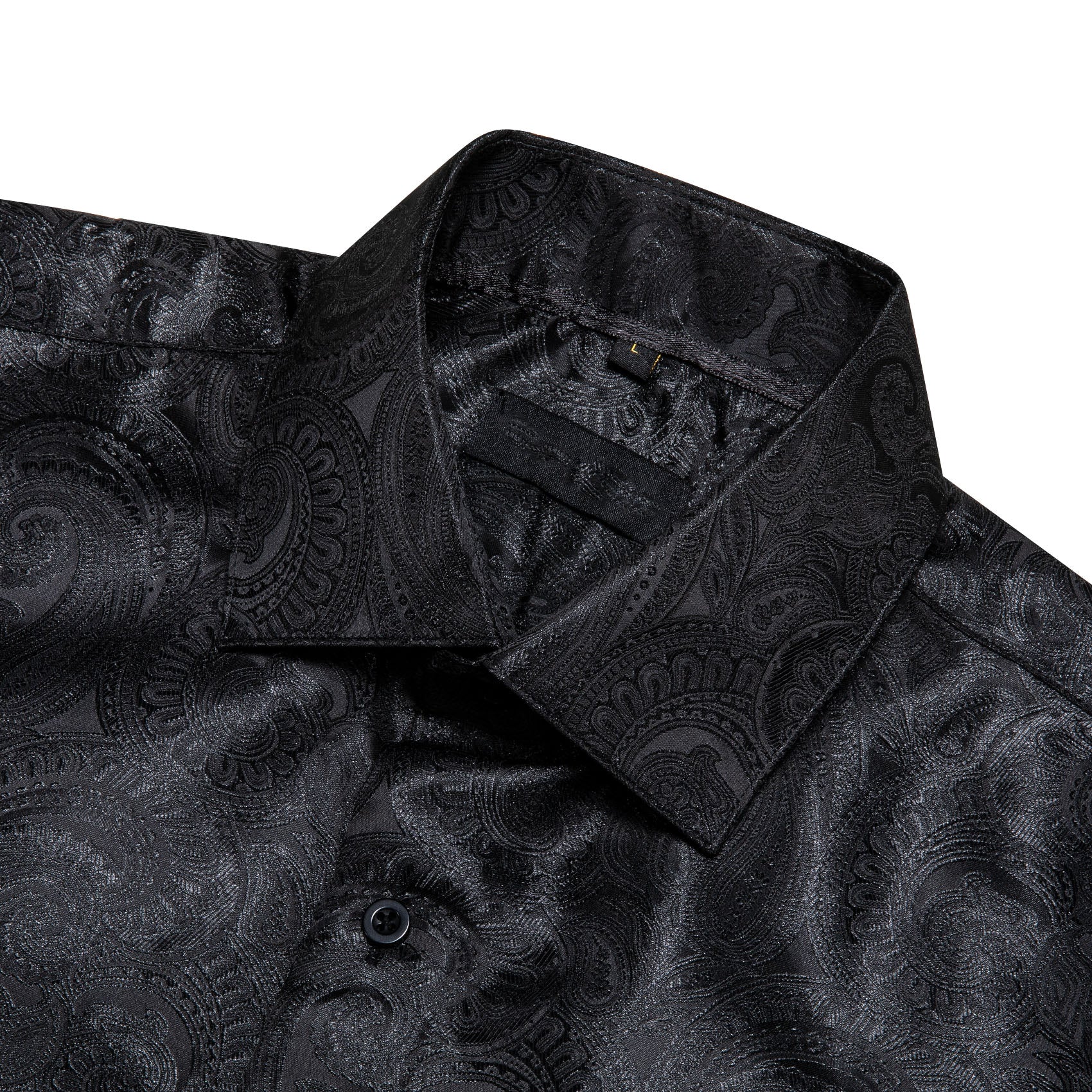 New Black Paisley Pattern Silk Men's Long Sleeve Shirt