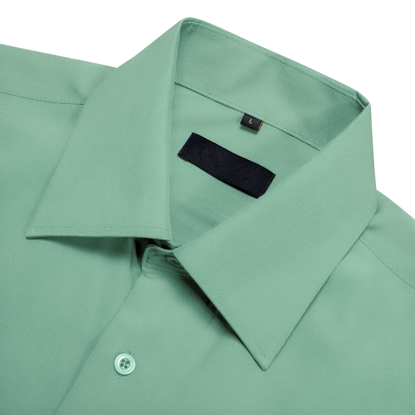 Mint Green Solid Silk Men's Short Sleeve Shirt