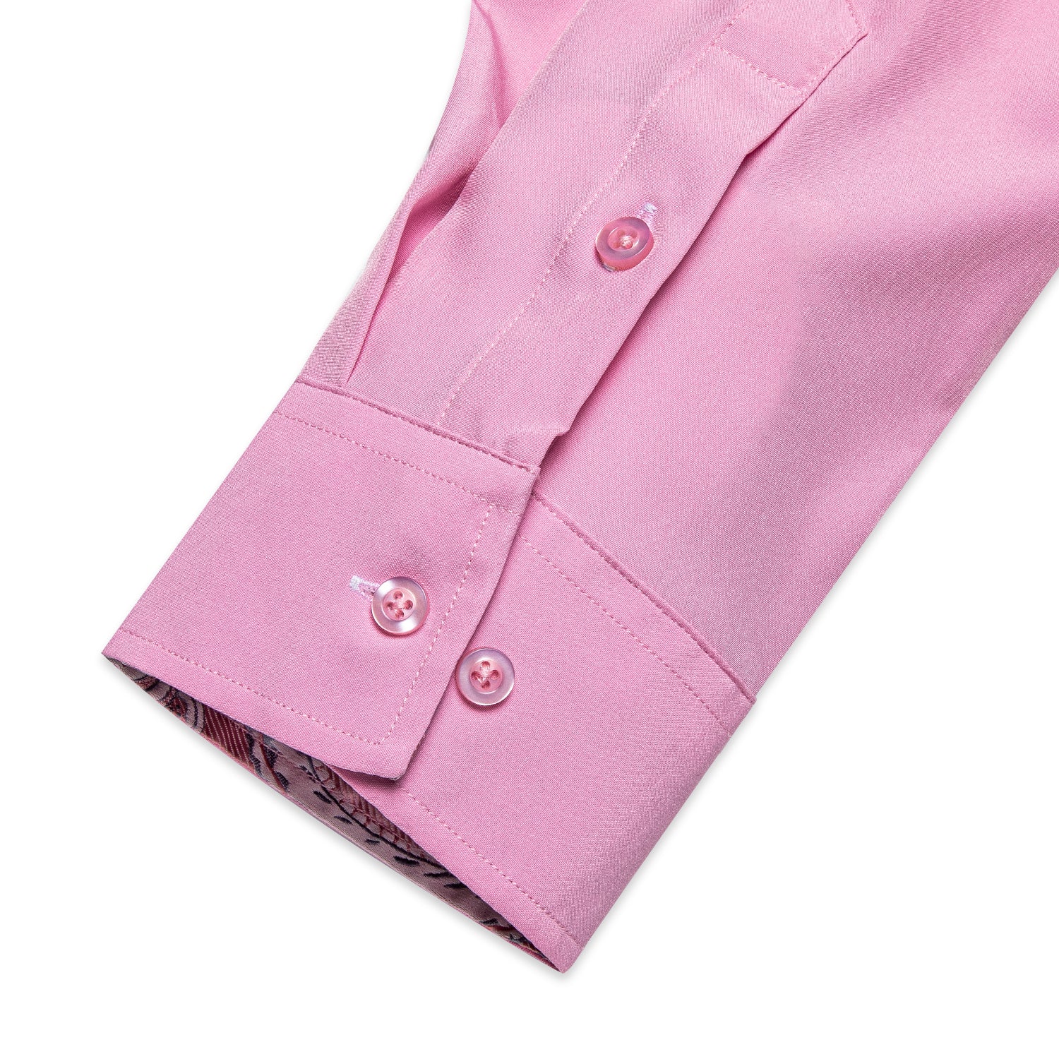 New Splicing Style Pink with Pink Paisley Edge Men's Long Sleeve Shirt