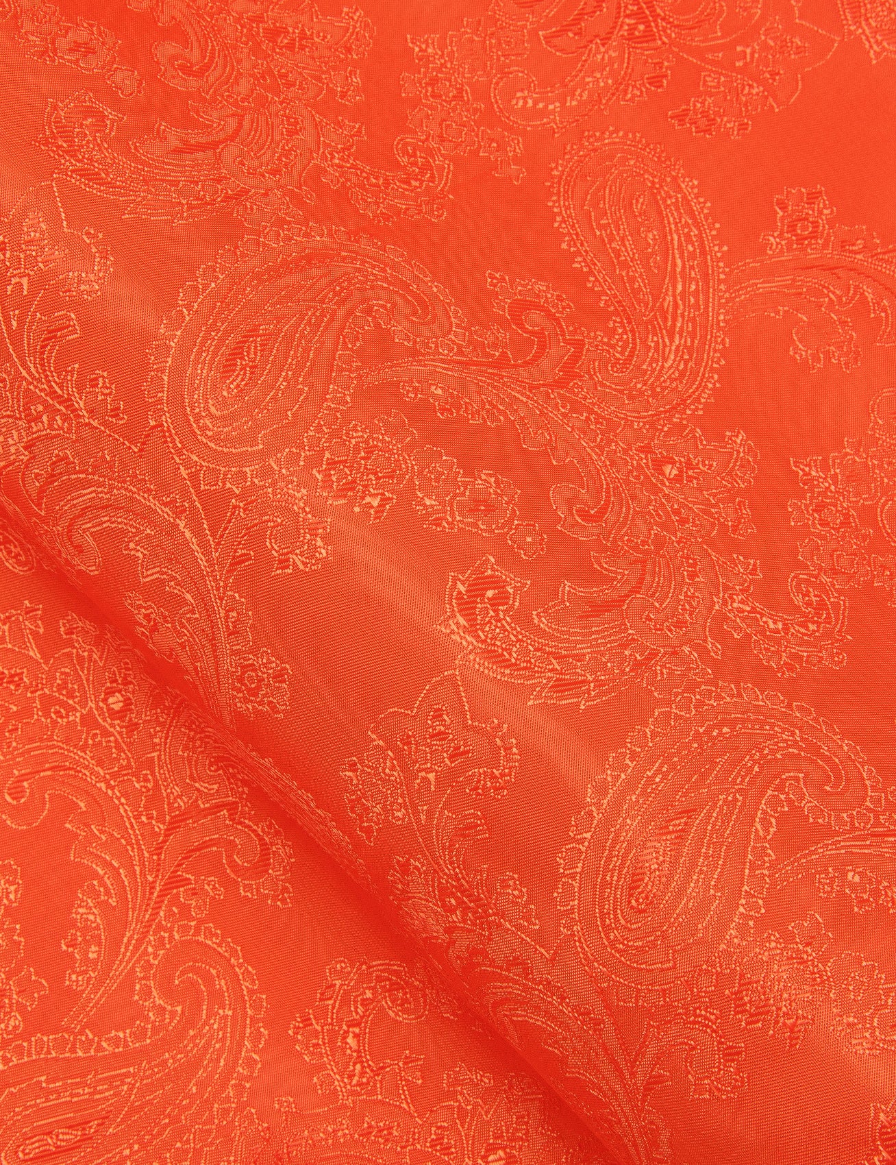 Orange Paisley Style Casual Silk Men's Long Sleeve Button Shirt