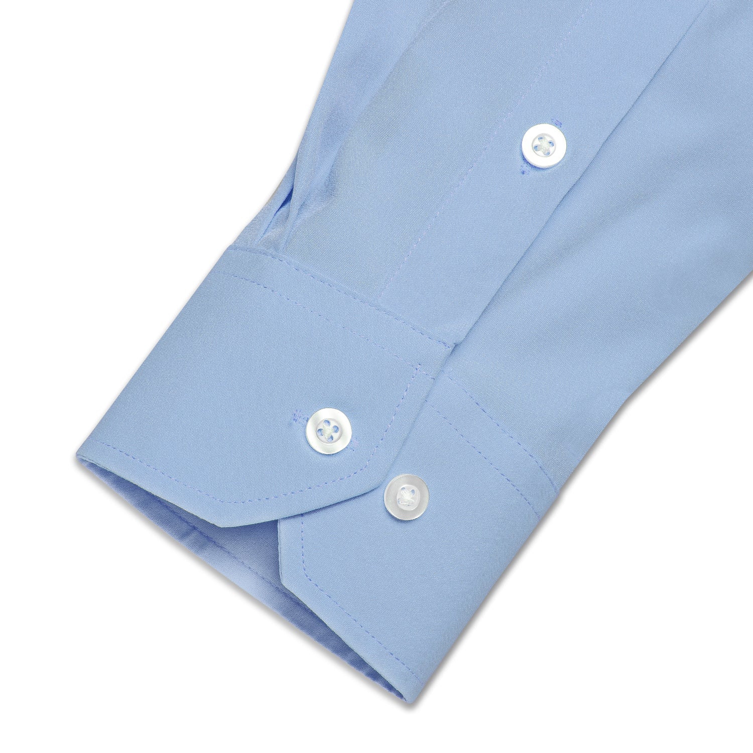 Sky Blue Solid Silk Men's Long Sleeve Business Shirt
