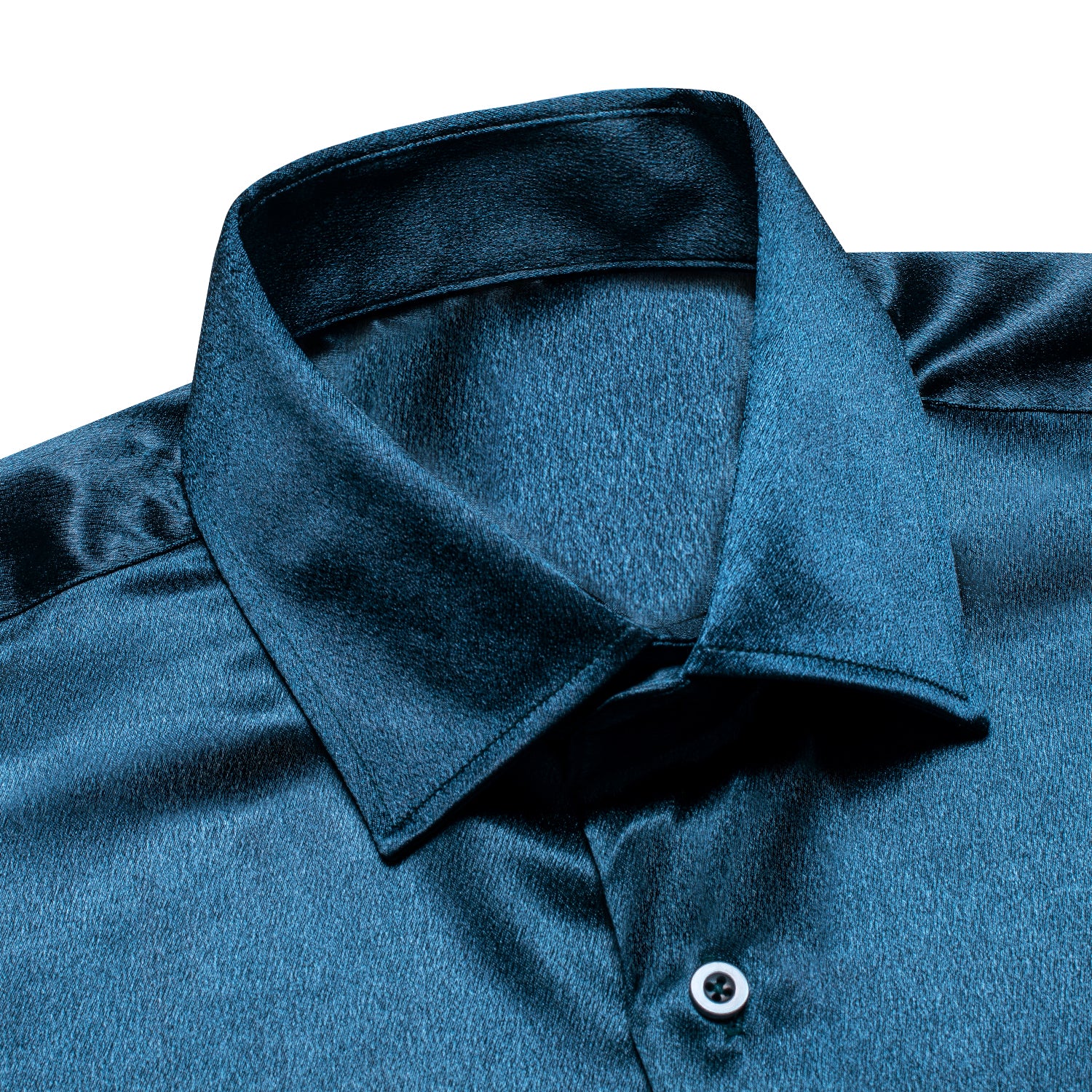 Classic Royal Blue Solid Silk Men's Long Sleeve Shirt