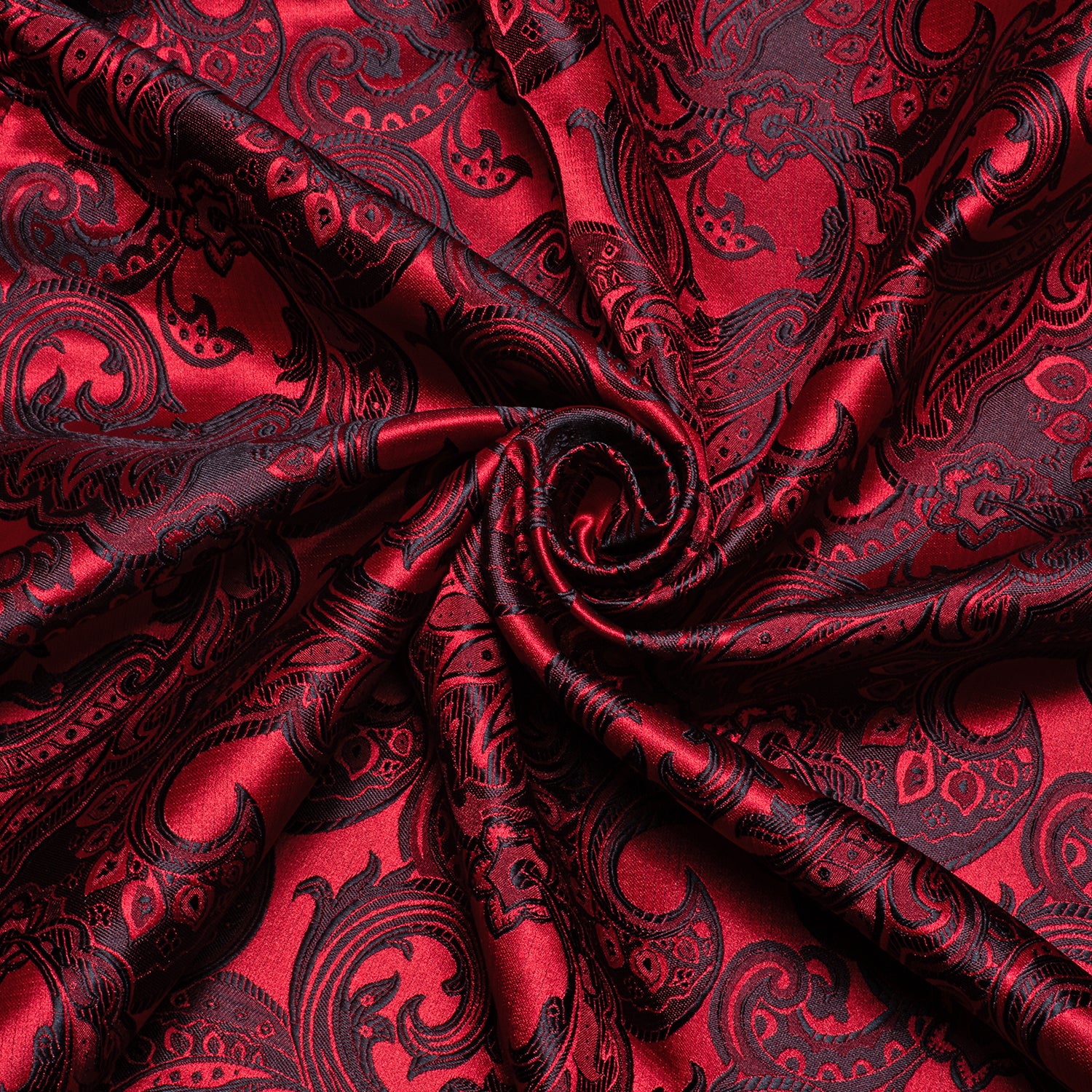 Darkred Paisley Silk Men's Long Sleeve Shirt